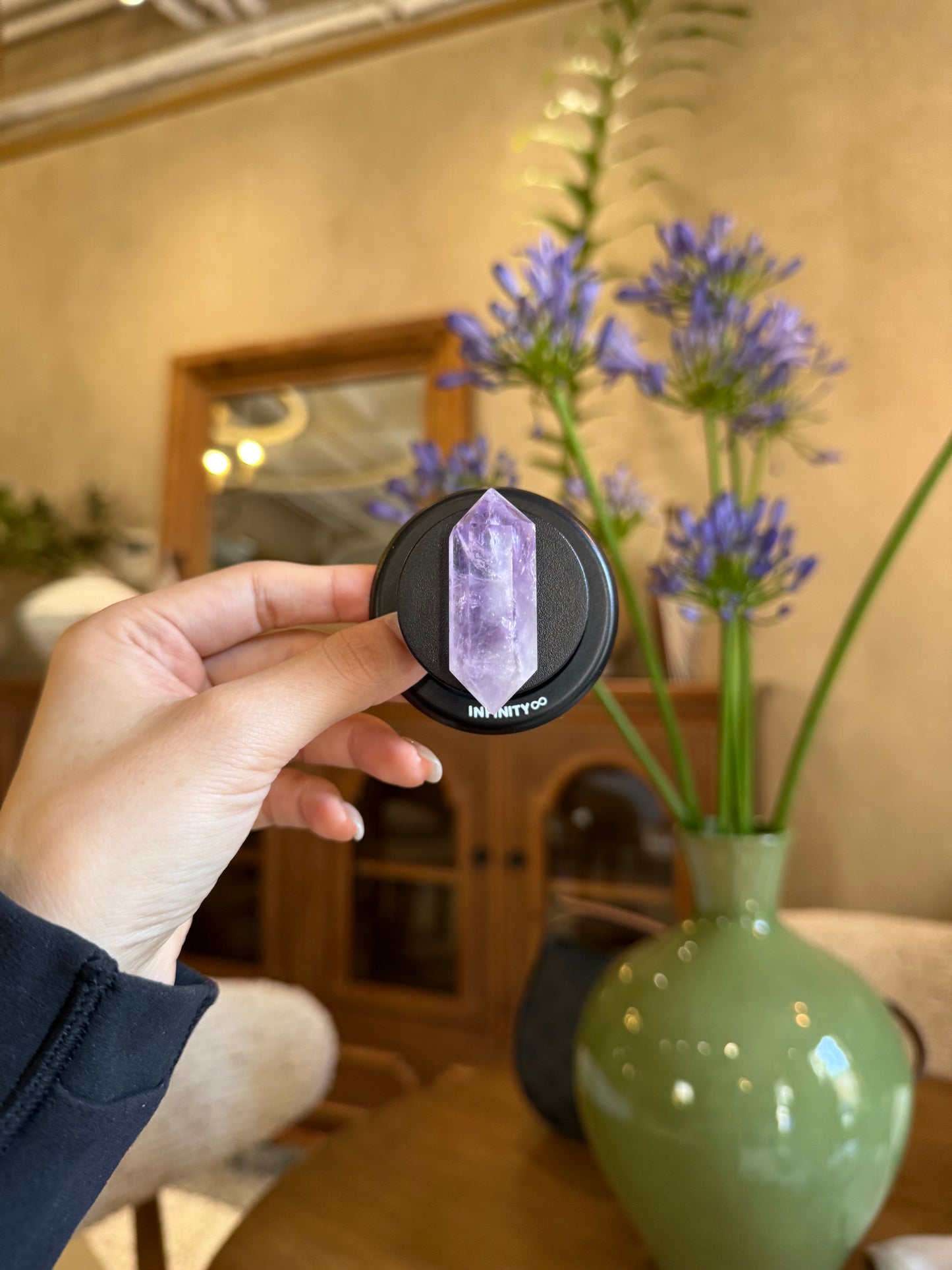 Amethyst Crystal Magnetic Phone Holder with black version