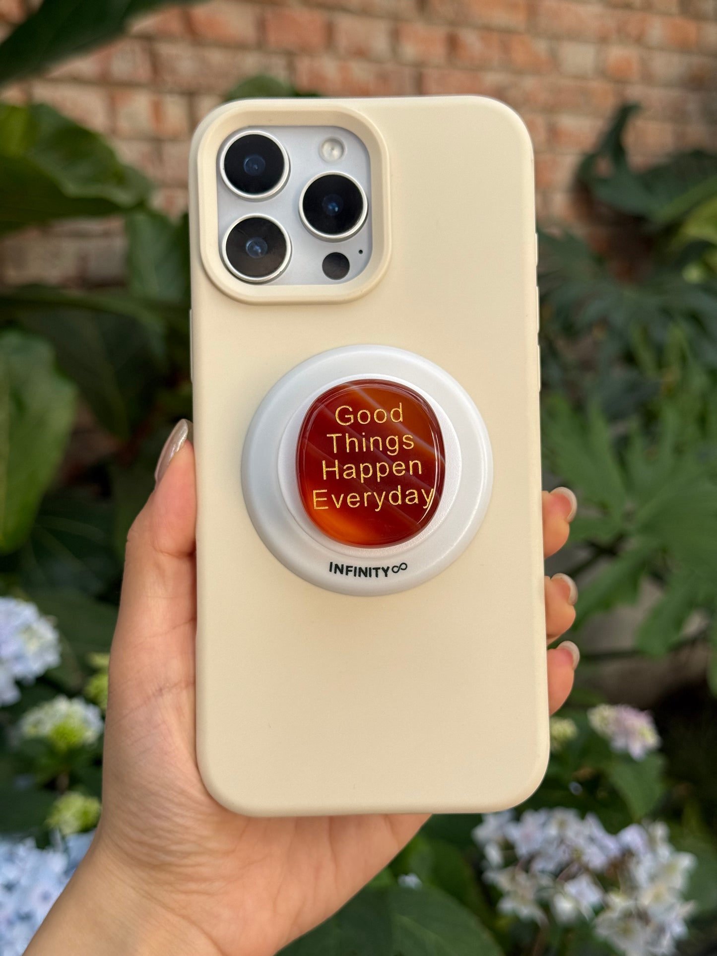 Good Vibes Crystal Phone Grip with red agate