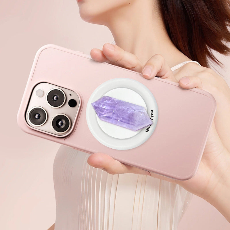 Magnetic Amethyst Crystal Phone Stand - Healing and Protection