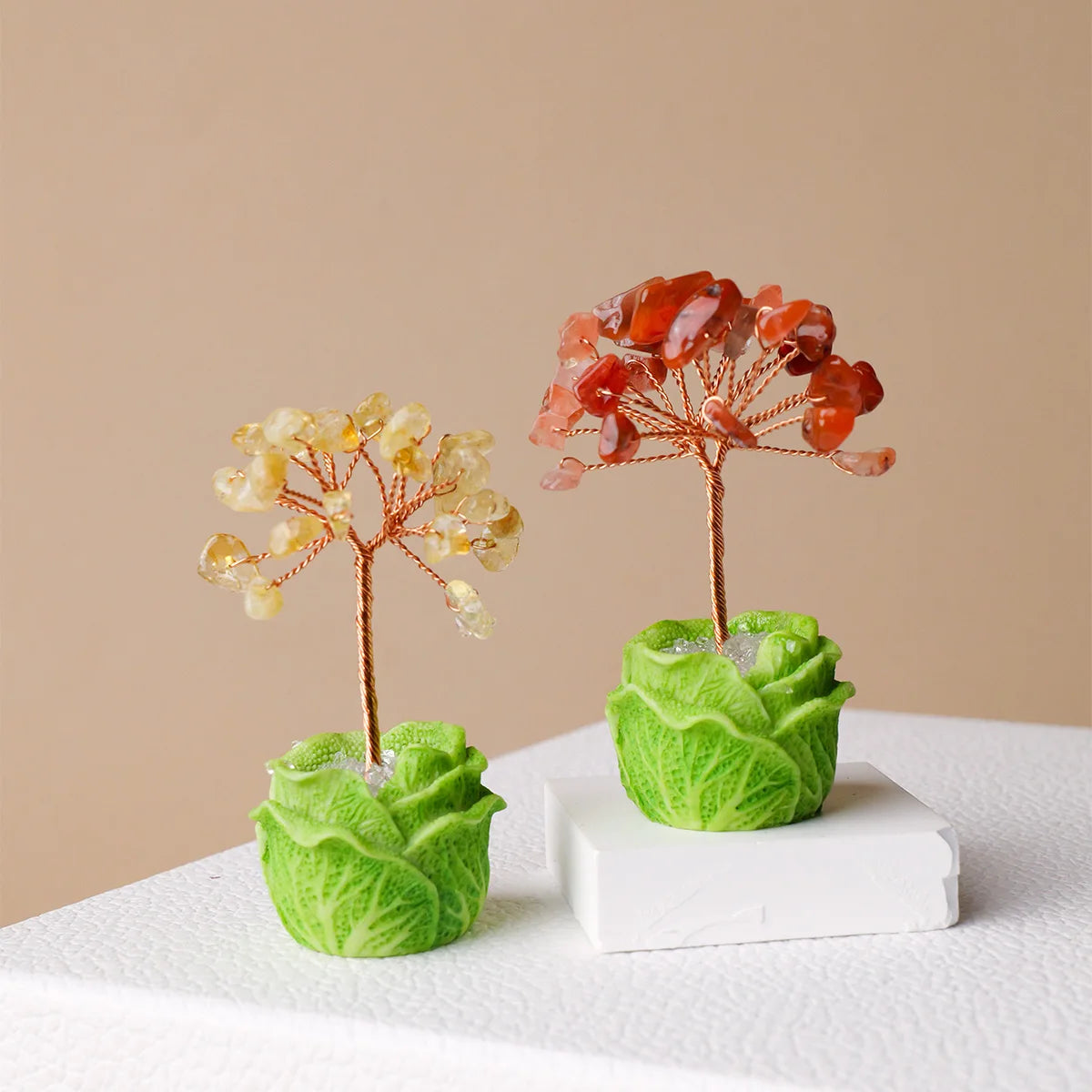 feng shui bonsai tree with healing stones