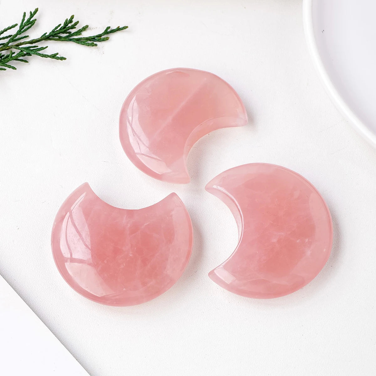 Small moon rose quartz stone – travel-friendly crystal for peace and intention