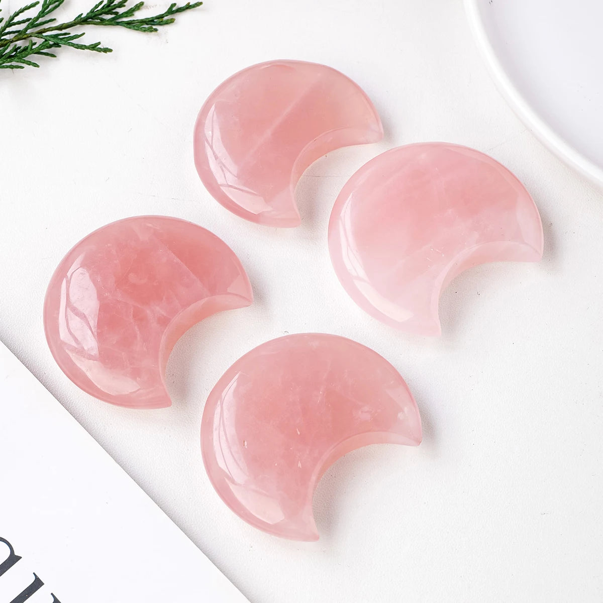 Moon-Shaped Rose Quartz Pocket Stone