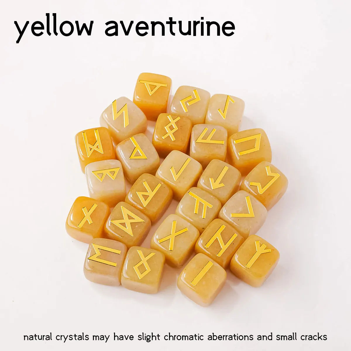 Assorted gemstone rune set including yellow aventurine