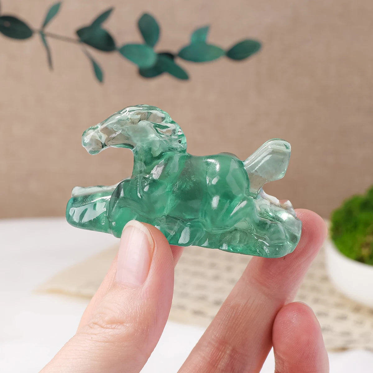 Feng Shui horse figurine in fluorite