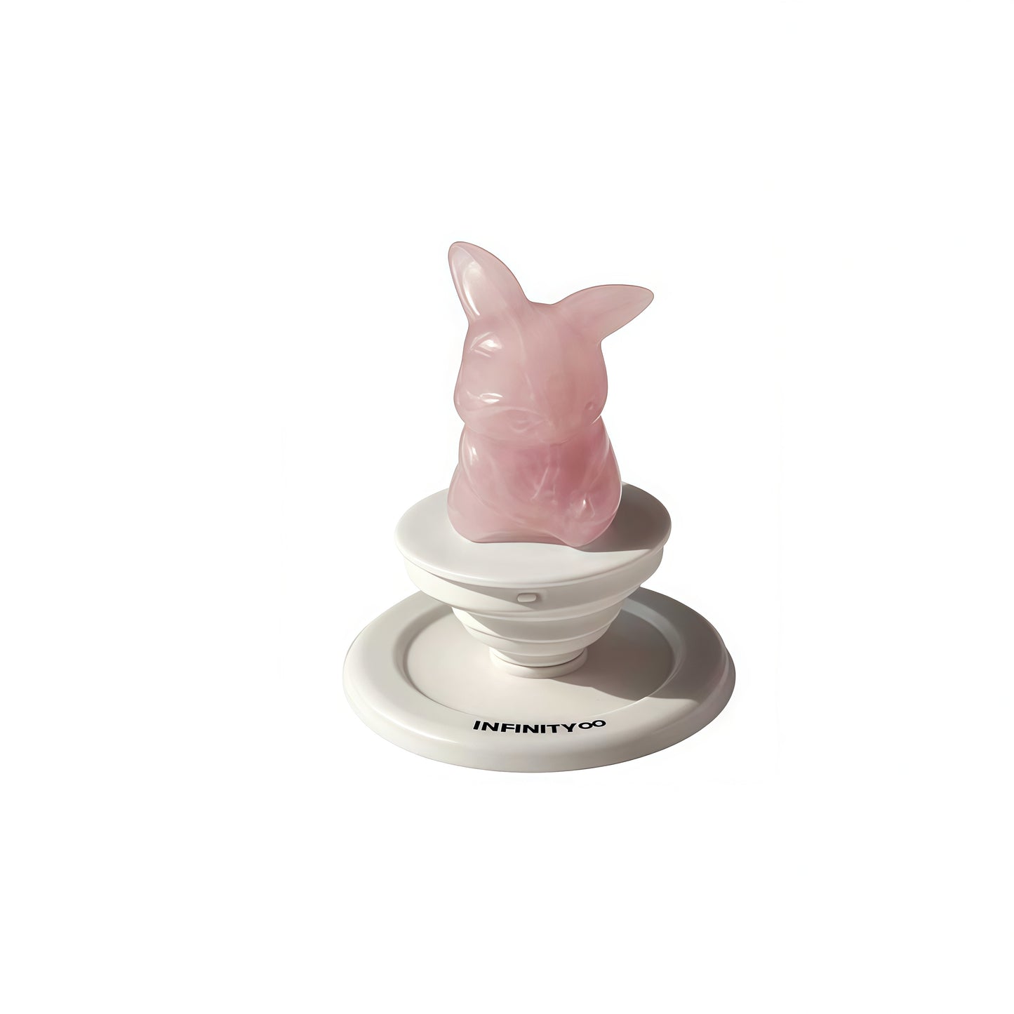 Desk décor with powerful rose quartz healing crystal phone holder


