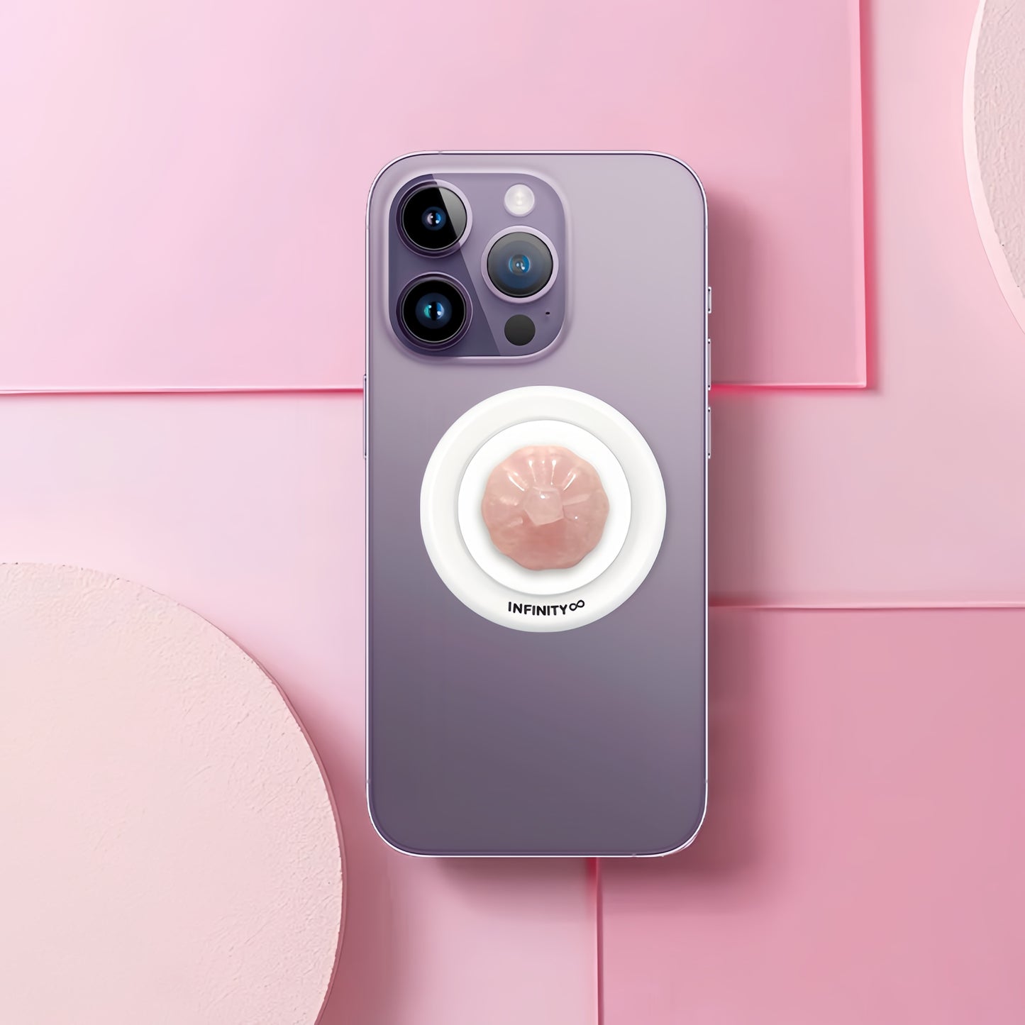 Rose Quartz Magical Pumpkin Phone Stand for Emotional Balance