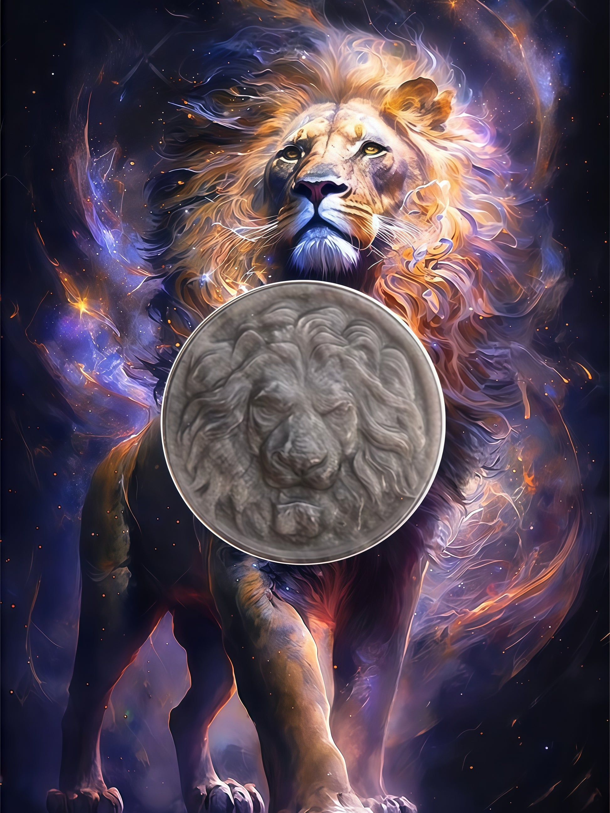Powerful silver obsidian lion-shaped phone holder holding an iPhone

