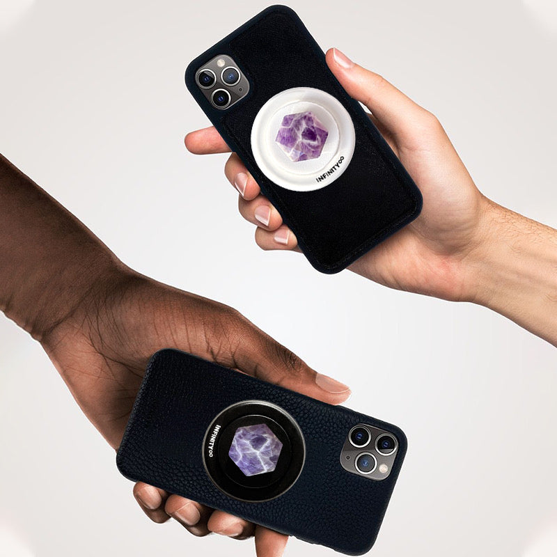 Amethyst color healing crystal – crown chakra alignment