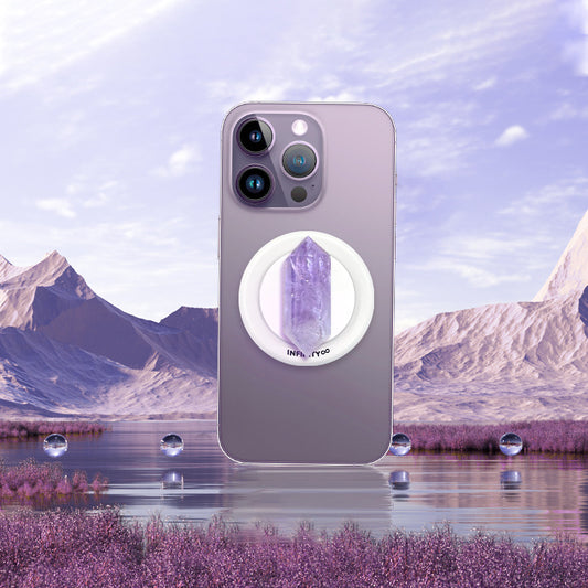 Twin Forces Amethyst Magnetic Phone Holder with Purple Amethyst Crystal