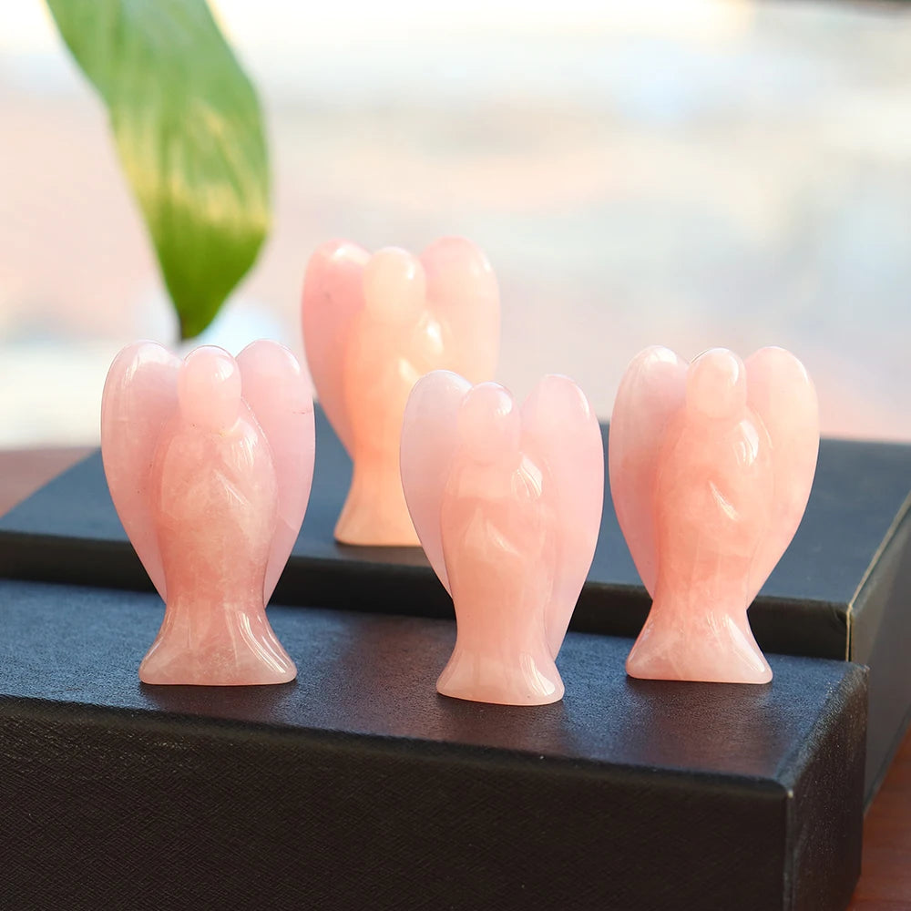 rose quartz guardian angel crystal – natural stone with calming energy color
