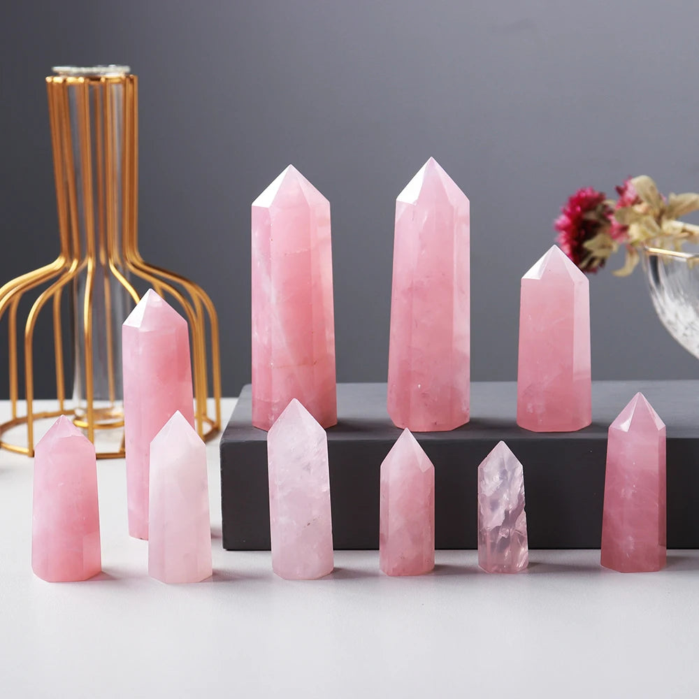 Hand-carved rose quartz point – natural crystal for energy work
