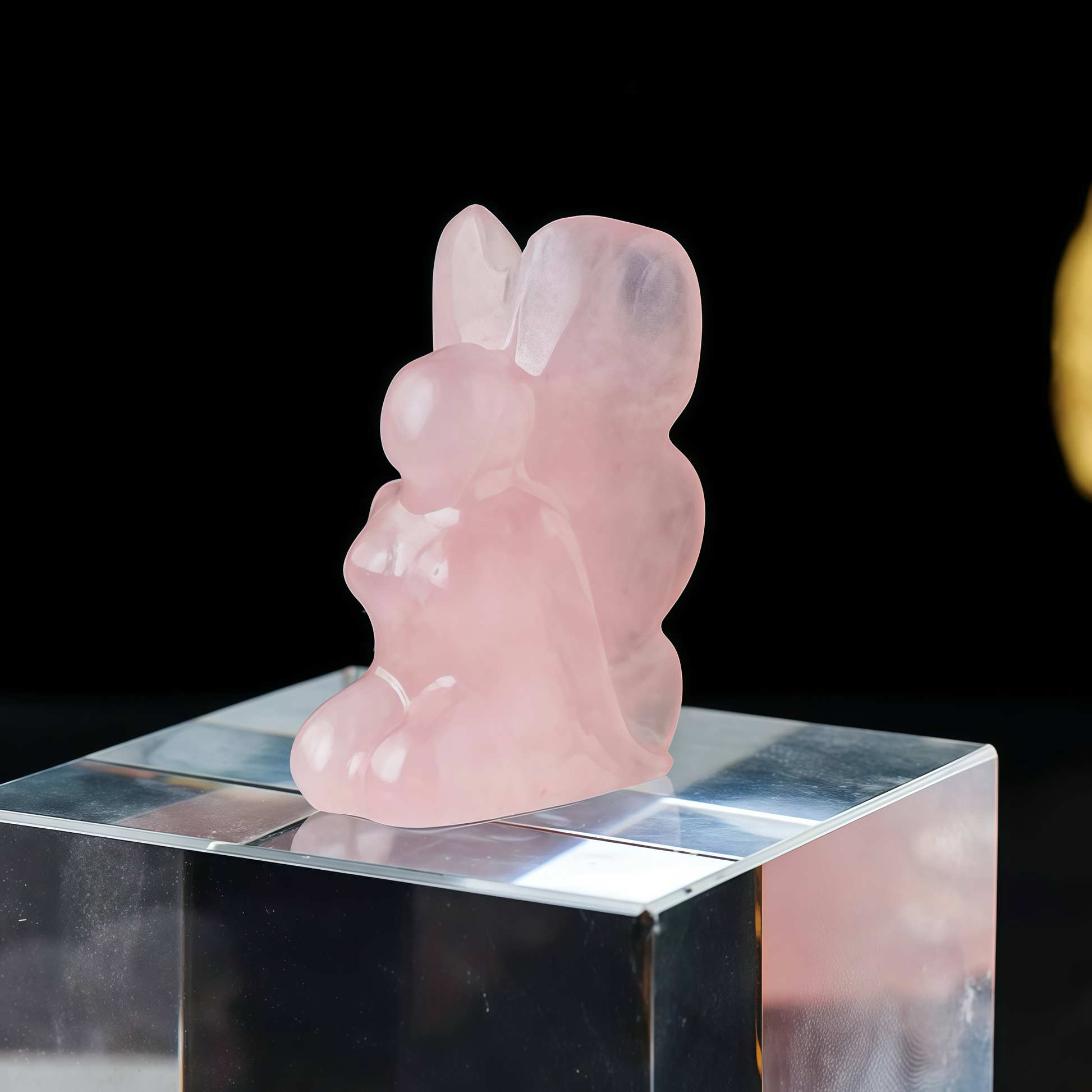 Hand-Carved Rose Quartz Angel Figurine - Spiritual Healing and Protection