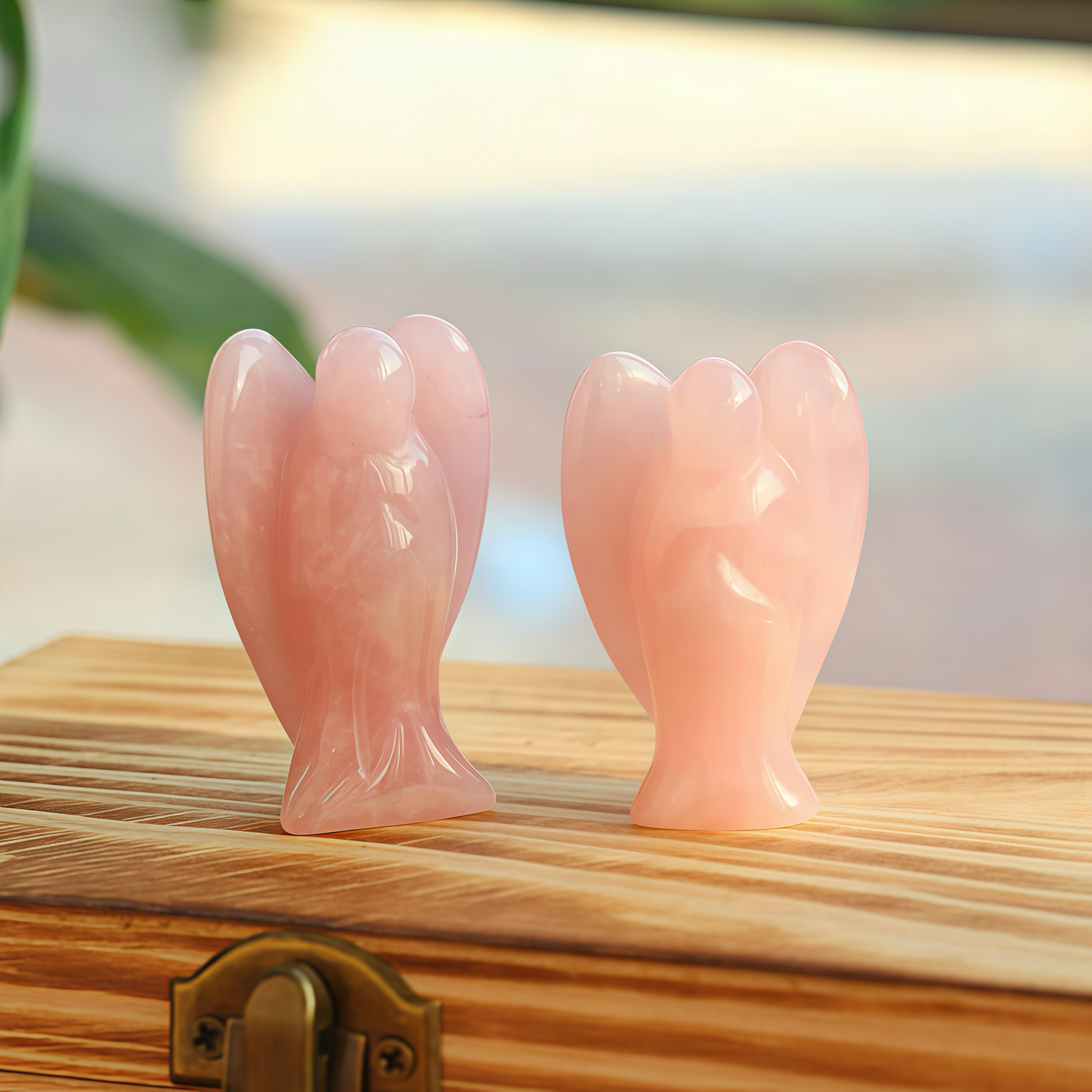 Rose quartz guardian angel figurine – symbol of love, healing, and protection