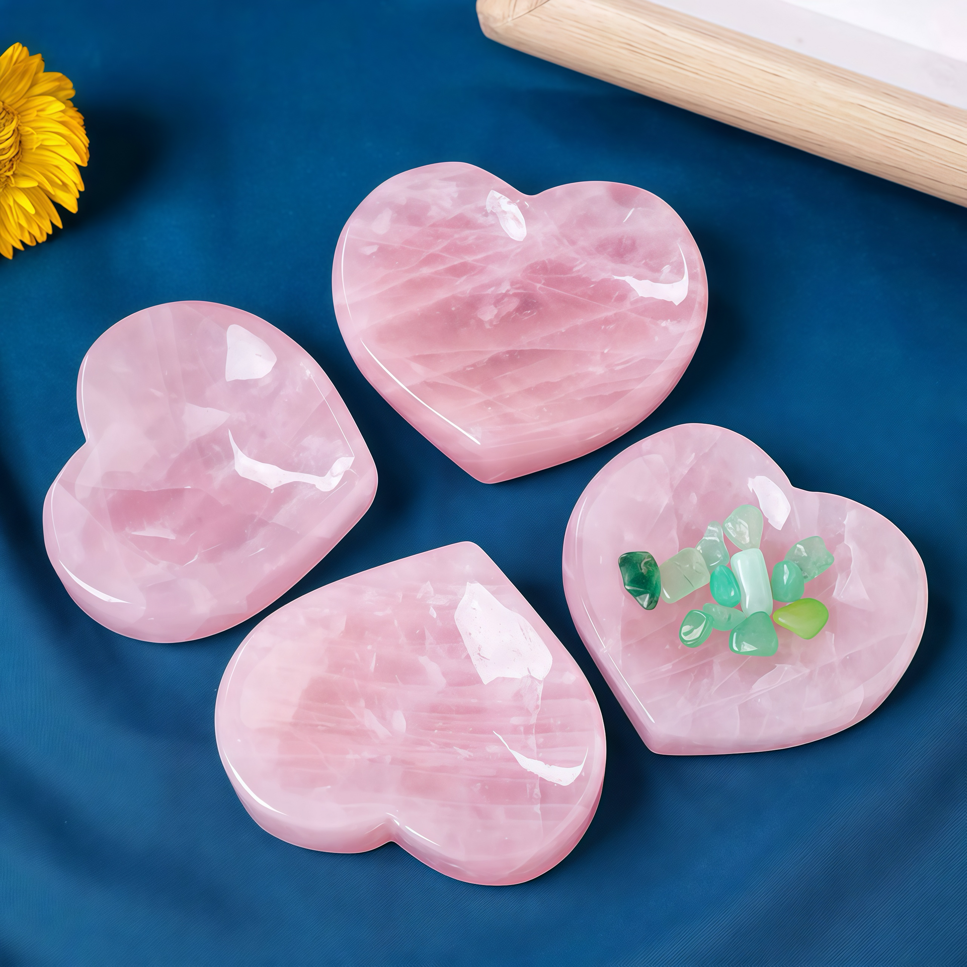 Heart-shaped rose quartz bowl – crystal dish for love and decor