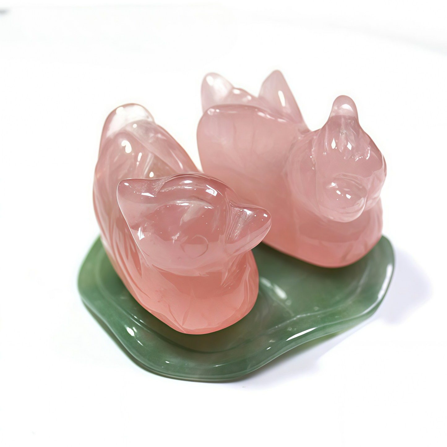 Rose quartz mandarin duck figurine – symbol of love and partnership

