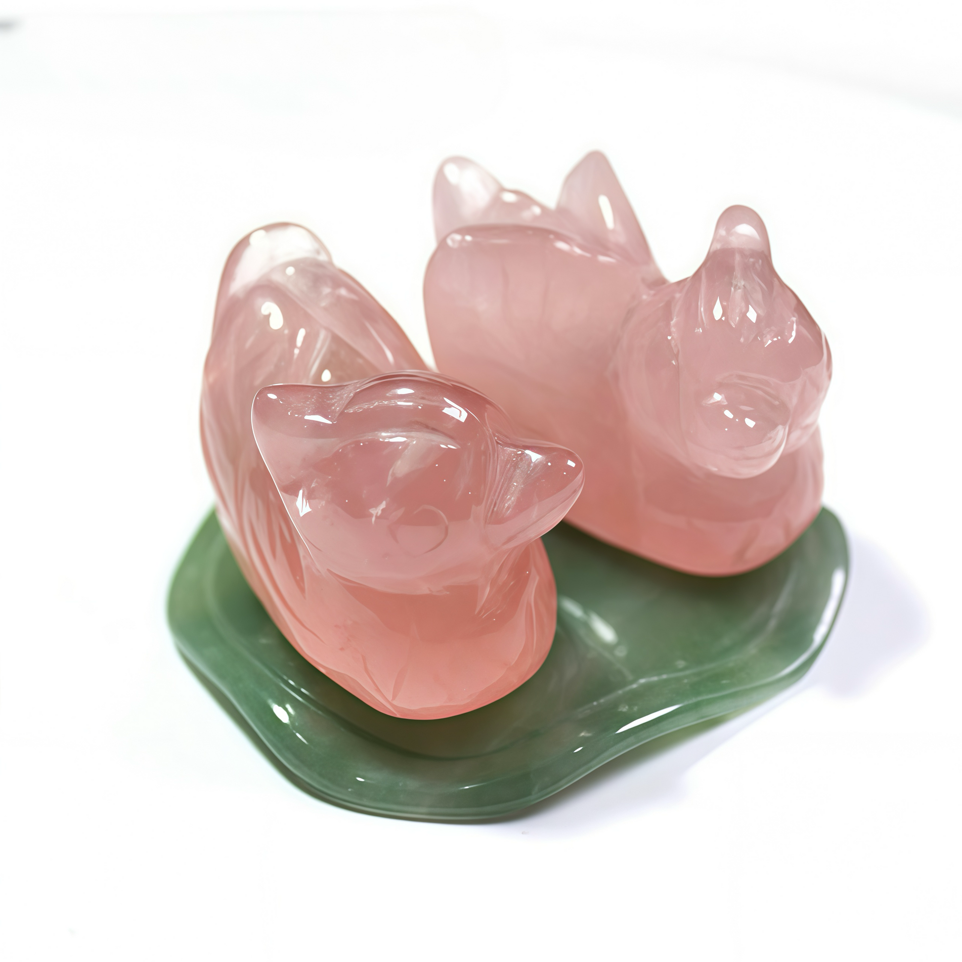 Rose quartz mandarin duck figurine – symbol of love and partnership

