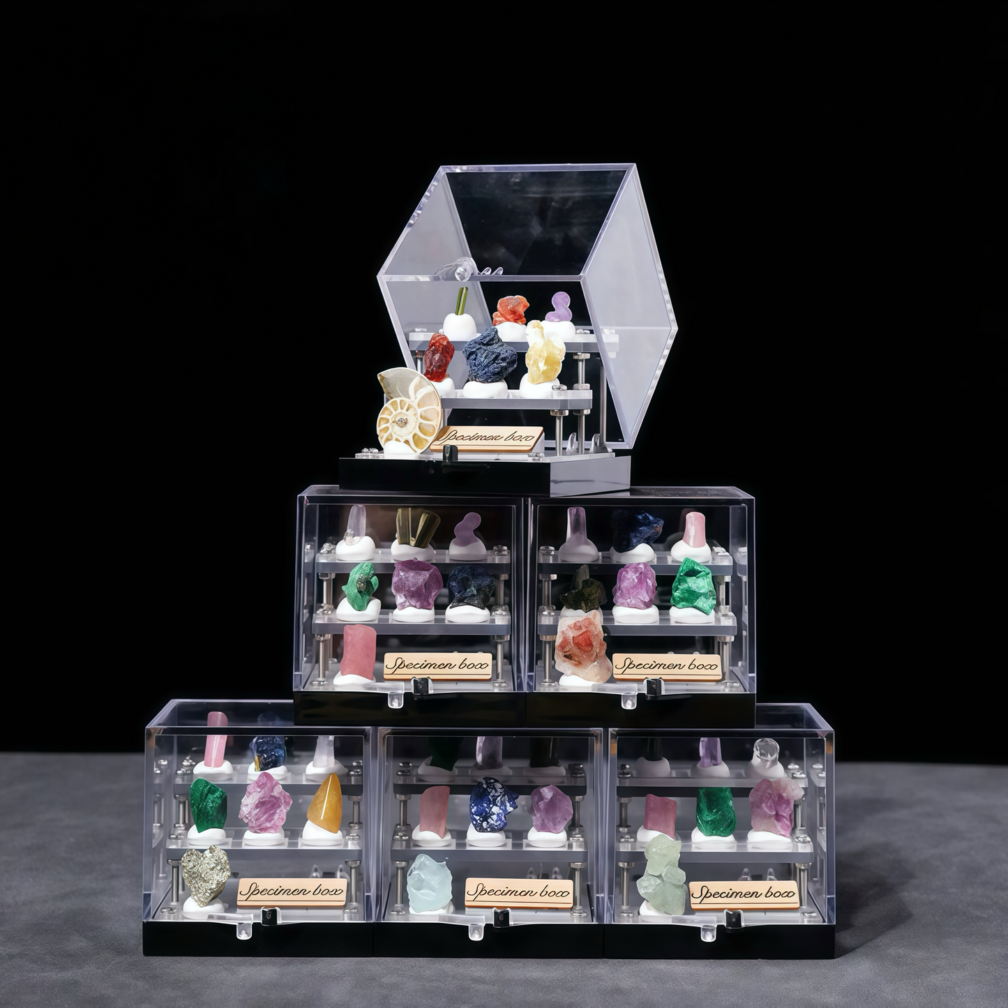 Mini raw stone specimen collection box