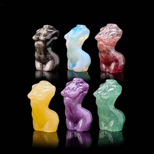Hand-carved crystal female statue