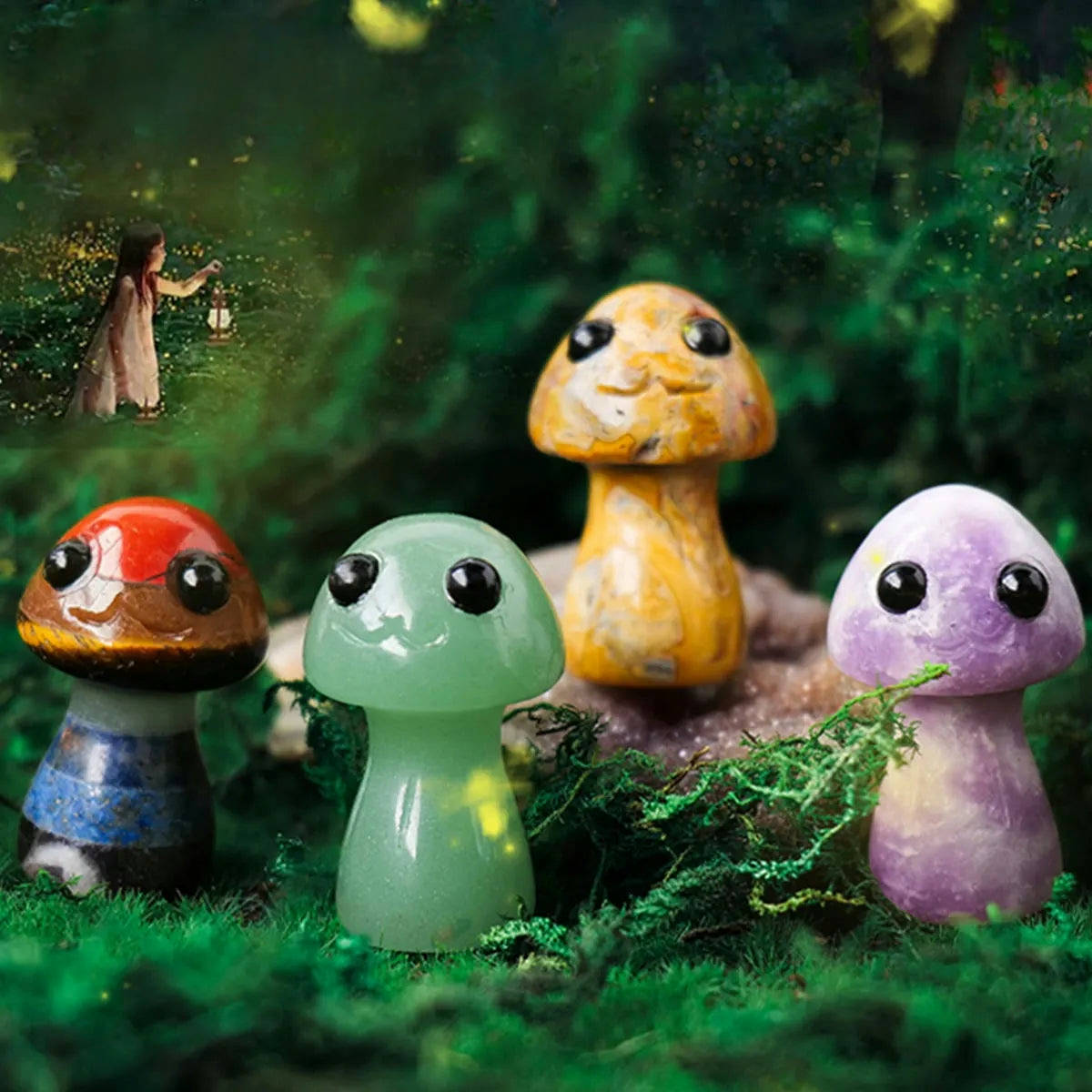 Hand-carved crystal mushroom