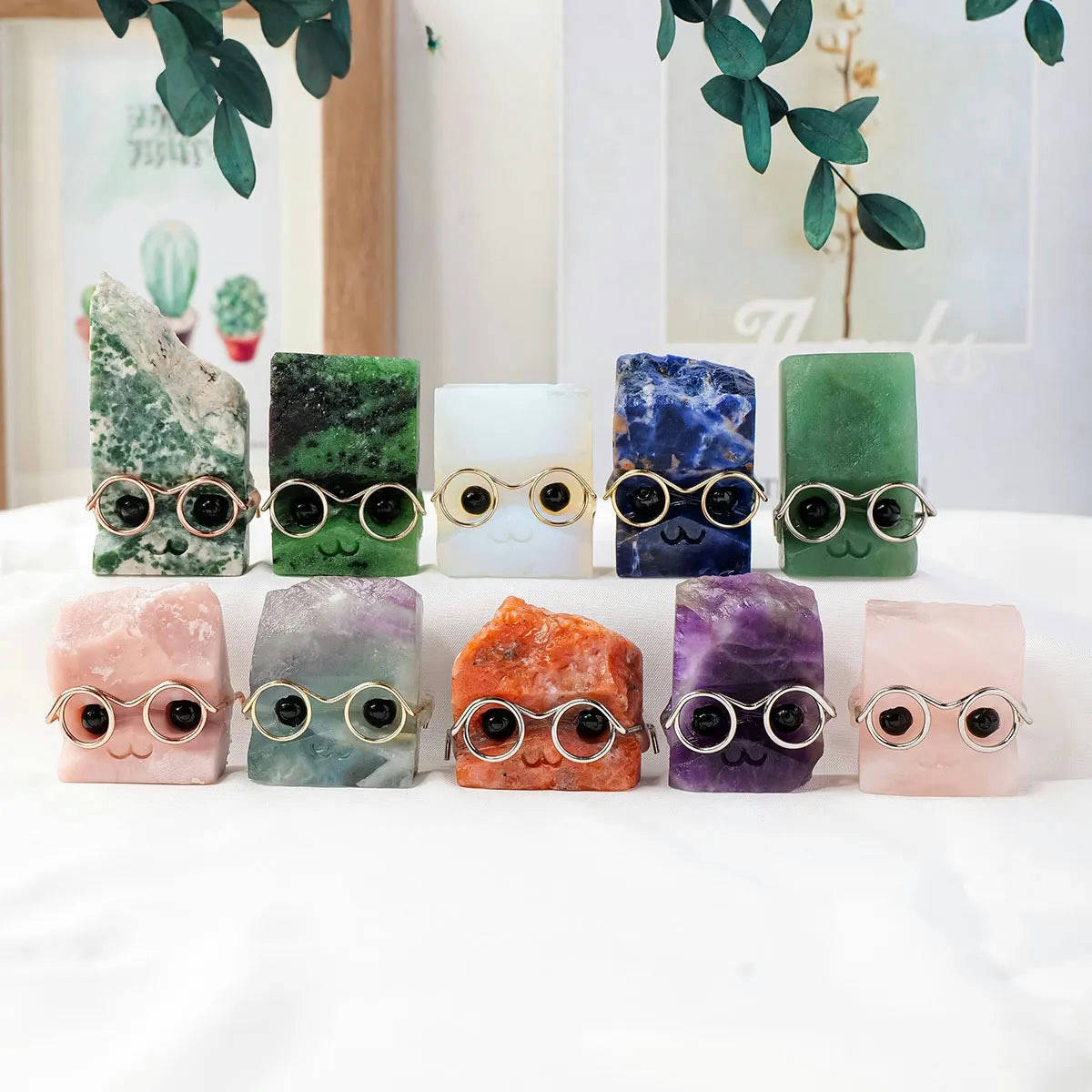 crystal figurine with glasses