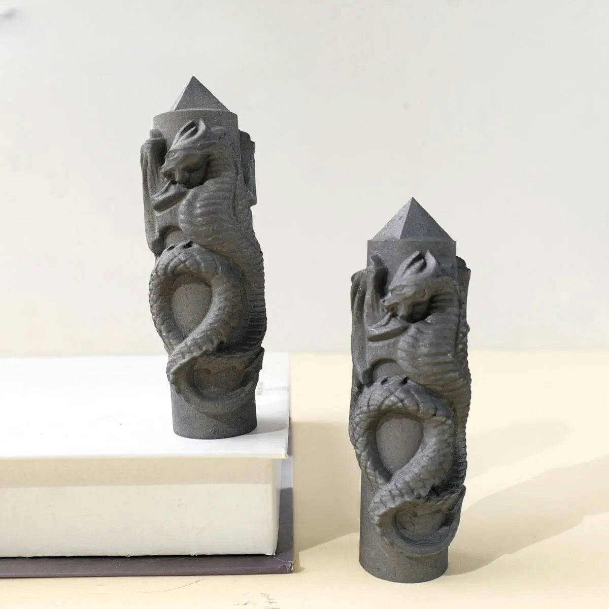 Shungite dragon pillar sculpture