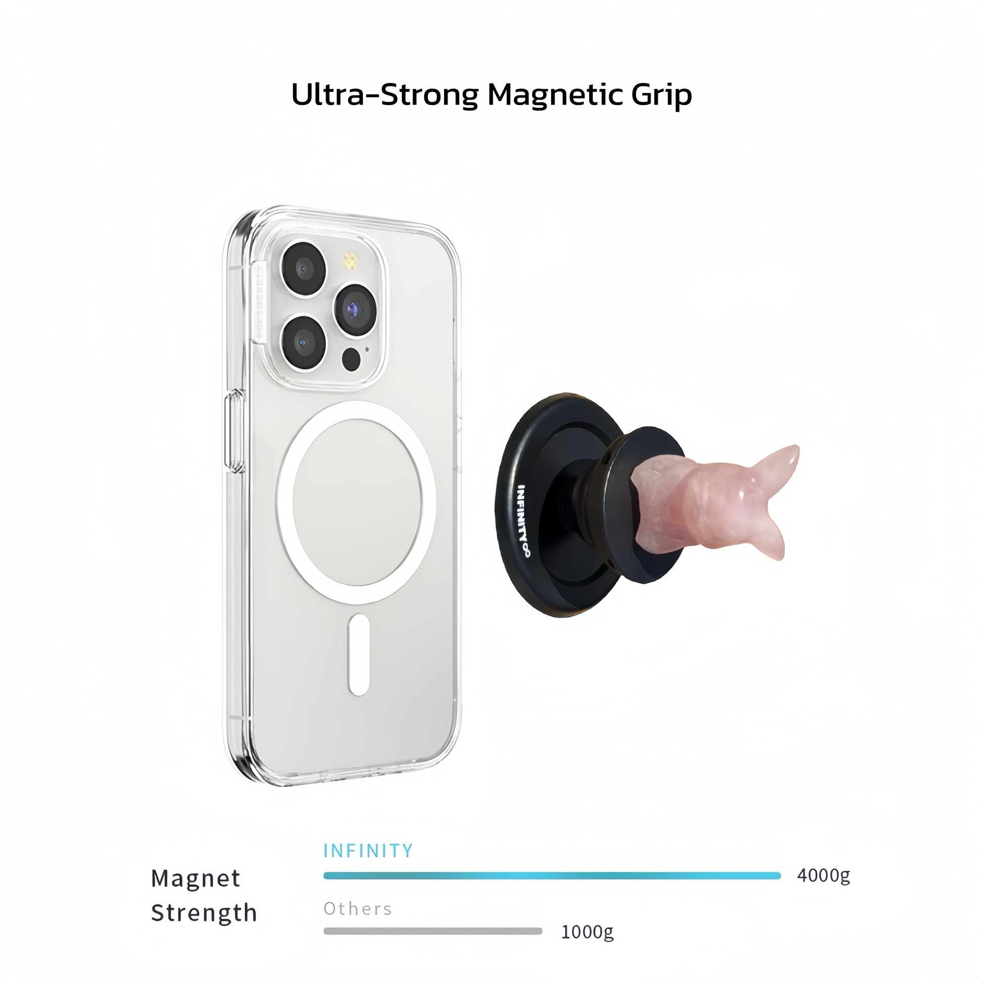 Pichaku rose quartz magnetic phone grip
