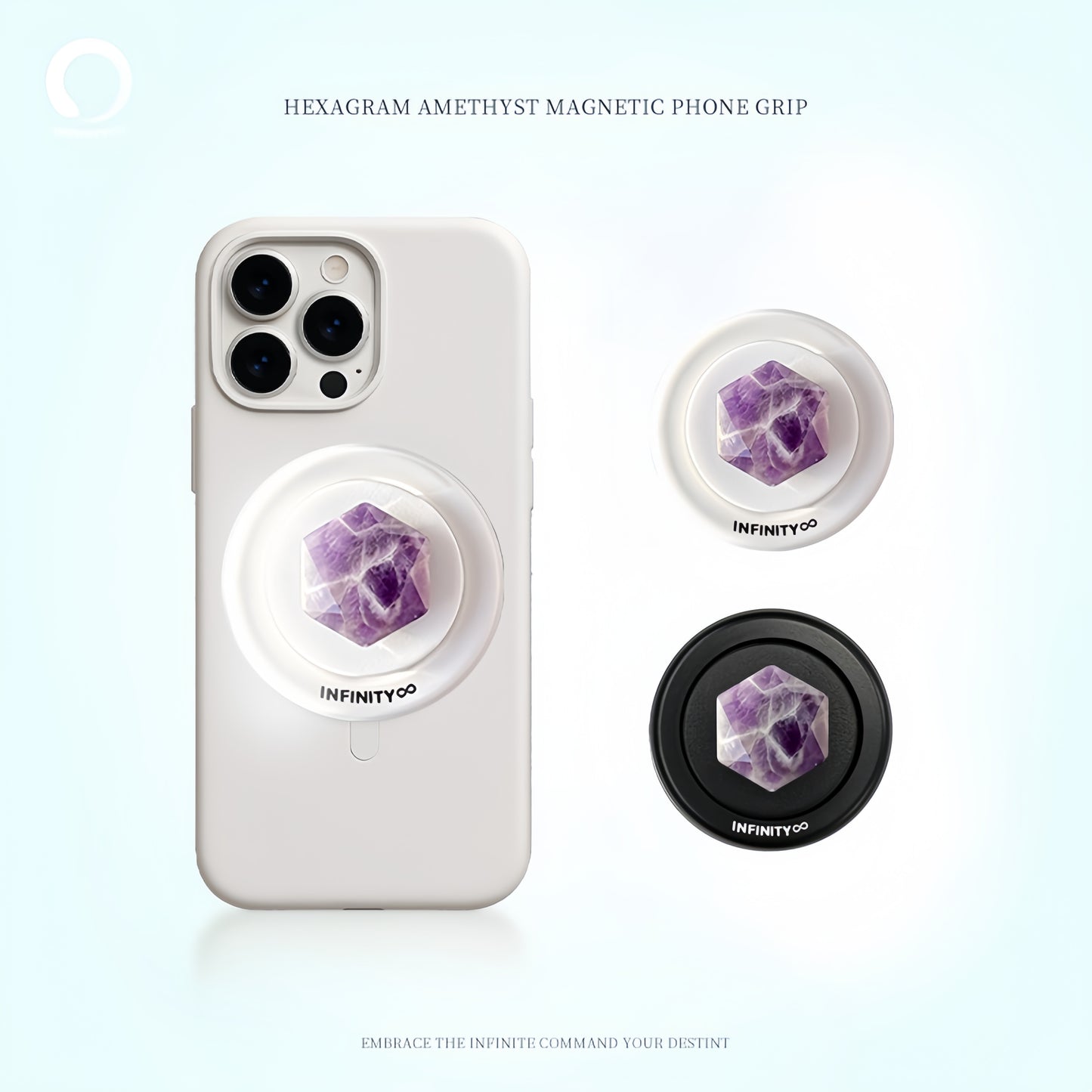 Amethyst hexagram magnetic phone stand – INFINITY sacred geometry grip