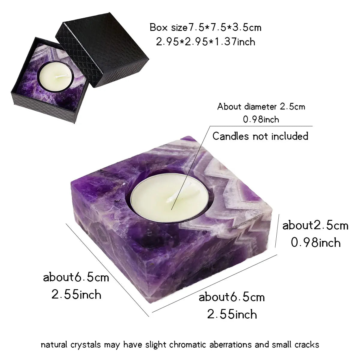 Natural crystal candlestick holder for tealight