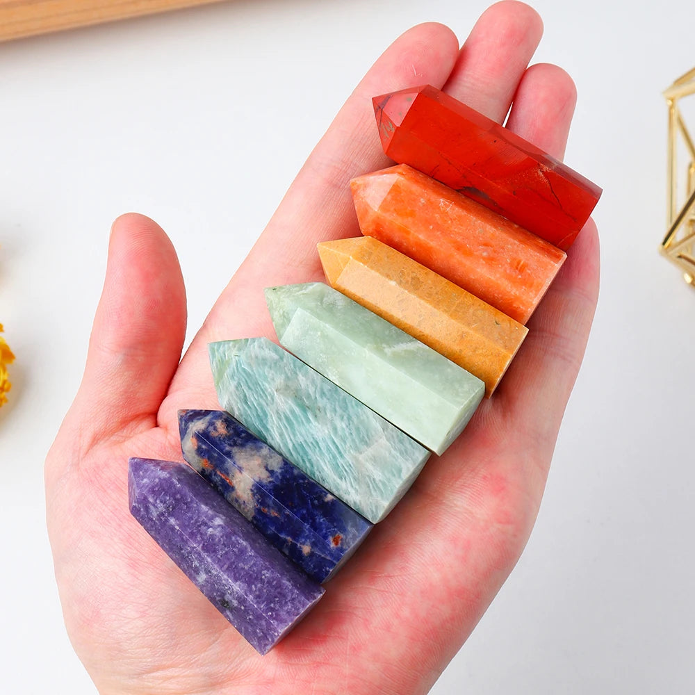 7 Chakra Crystal Point Set for Spiritual Growth