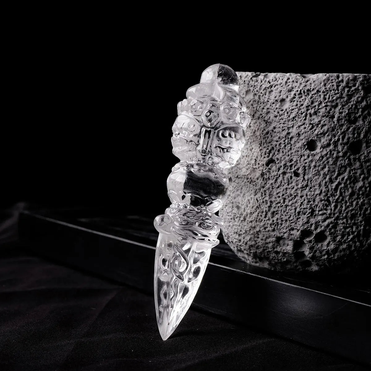 Clear crystal ritual dagger for protection