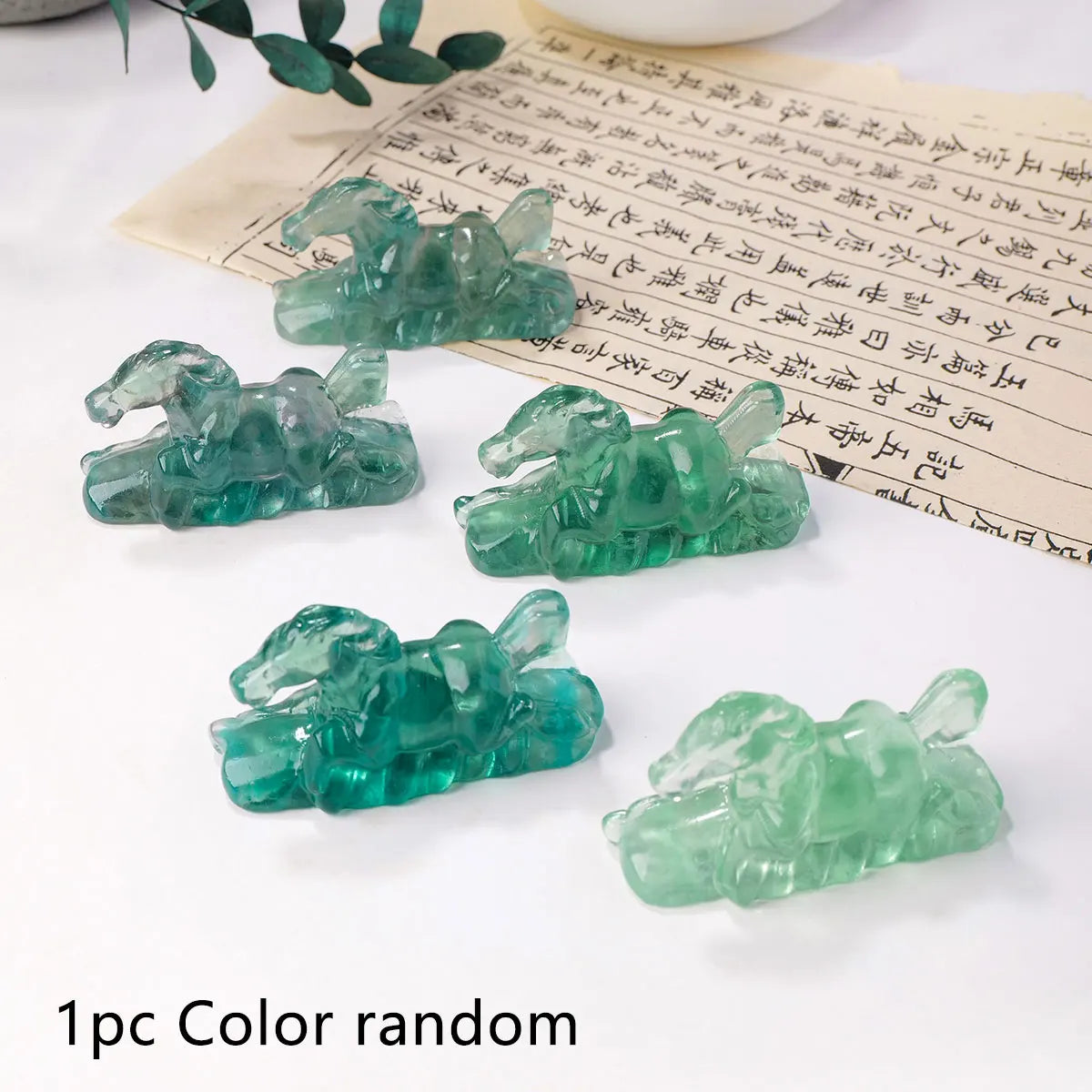 Handcrafted green fluorite horse ornament