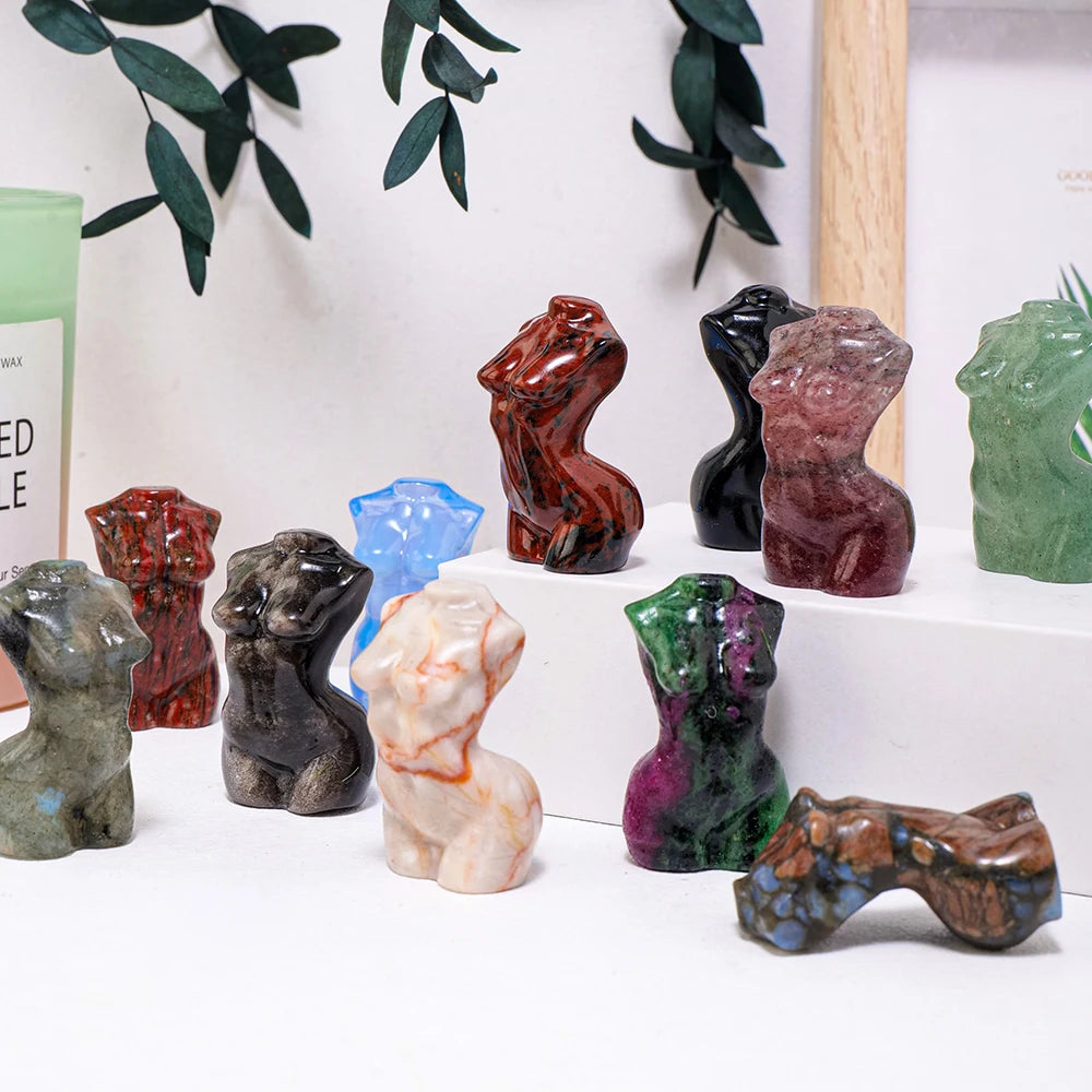 Roman style female crystal sculpture