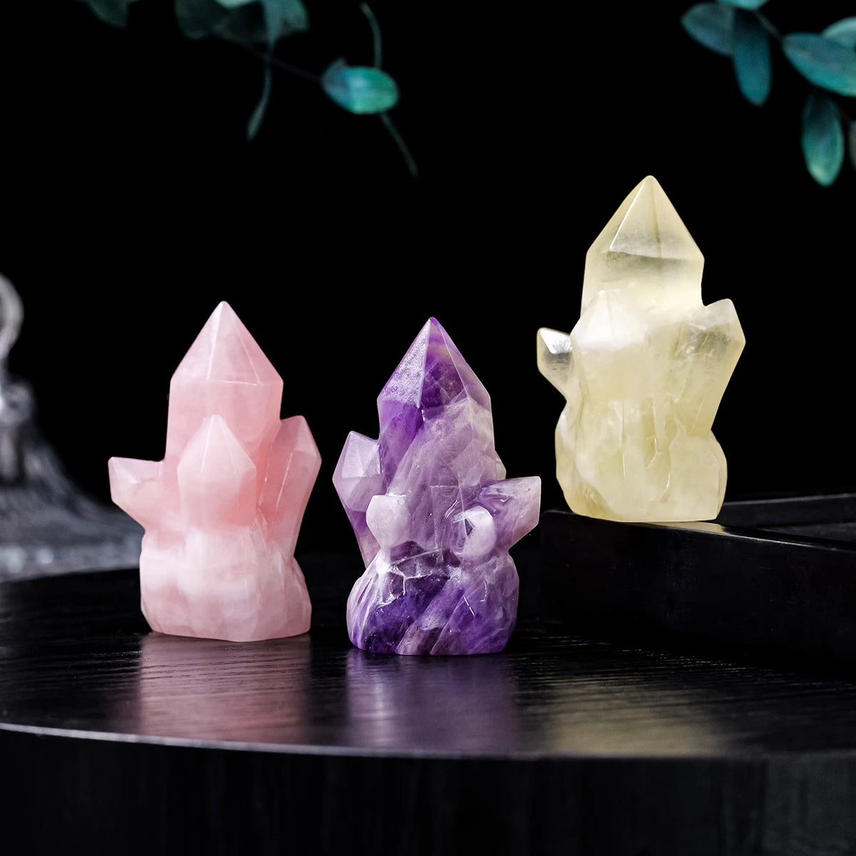 Chakra balancing crystal cluster set