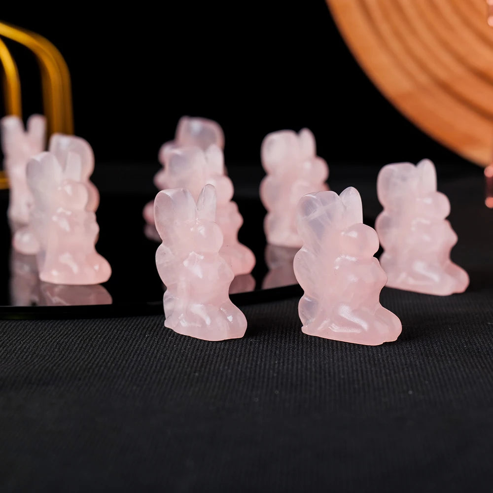 Hand-Carved Rose Quartz Angel Figurine -