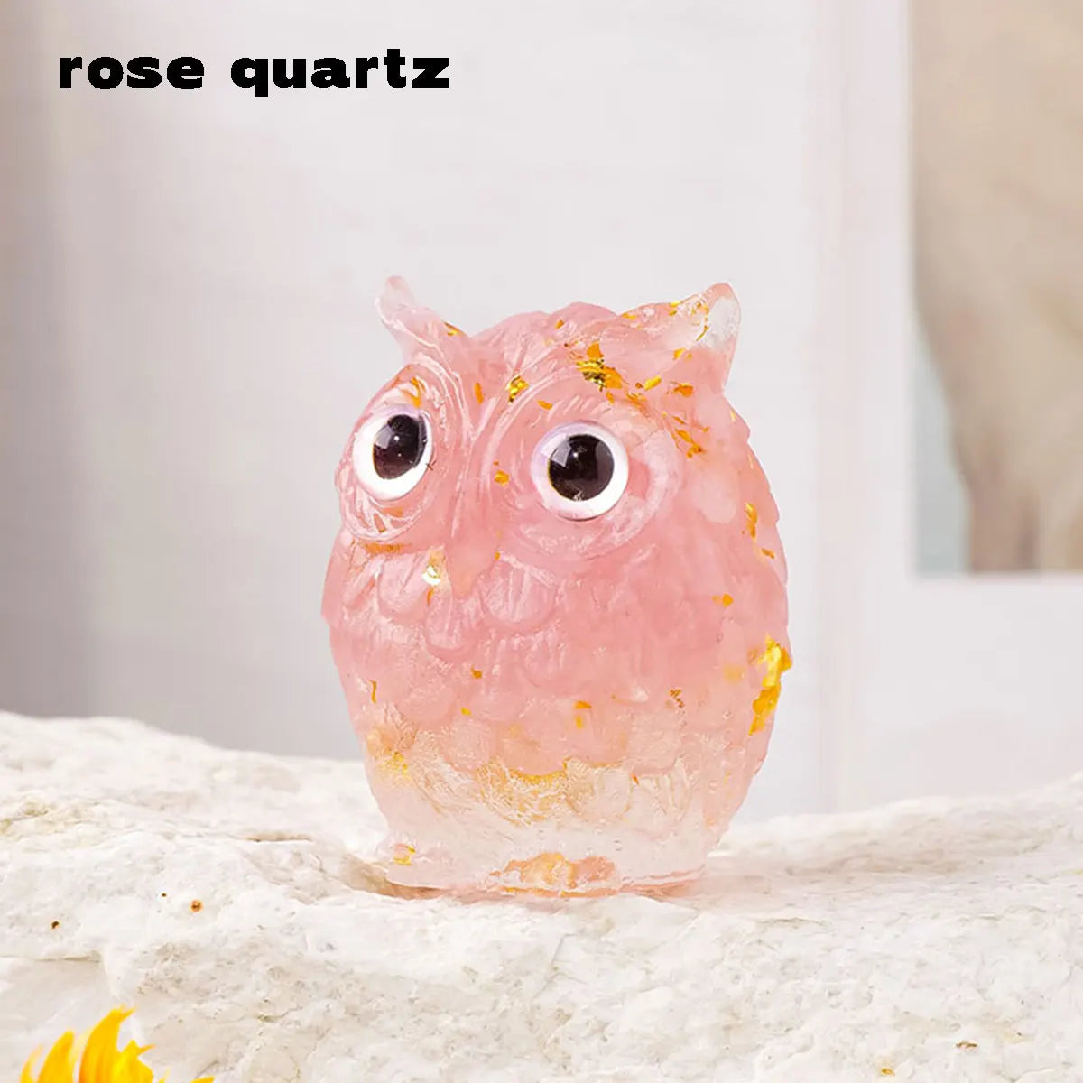 rose quartz owl crystal