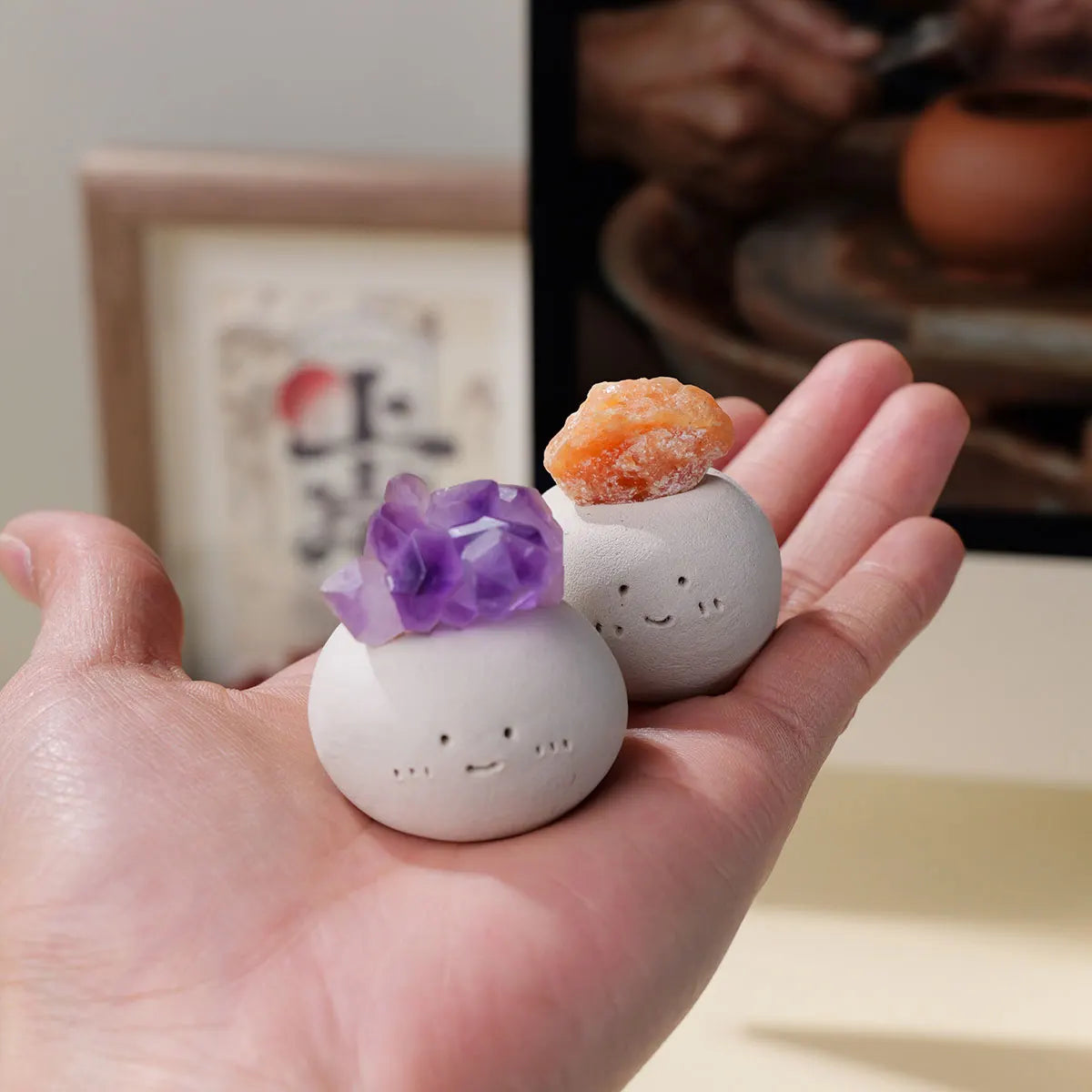 Amethyst stone small cube gift ornament