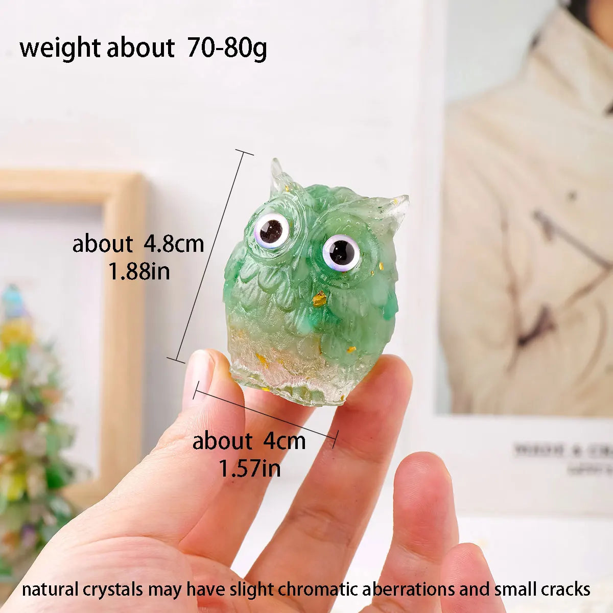 hand-carved owl statue crystal