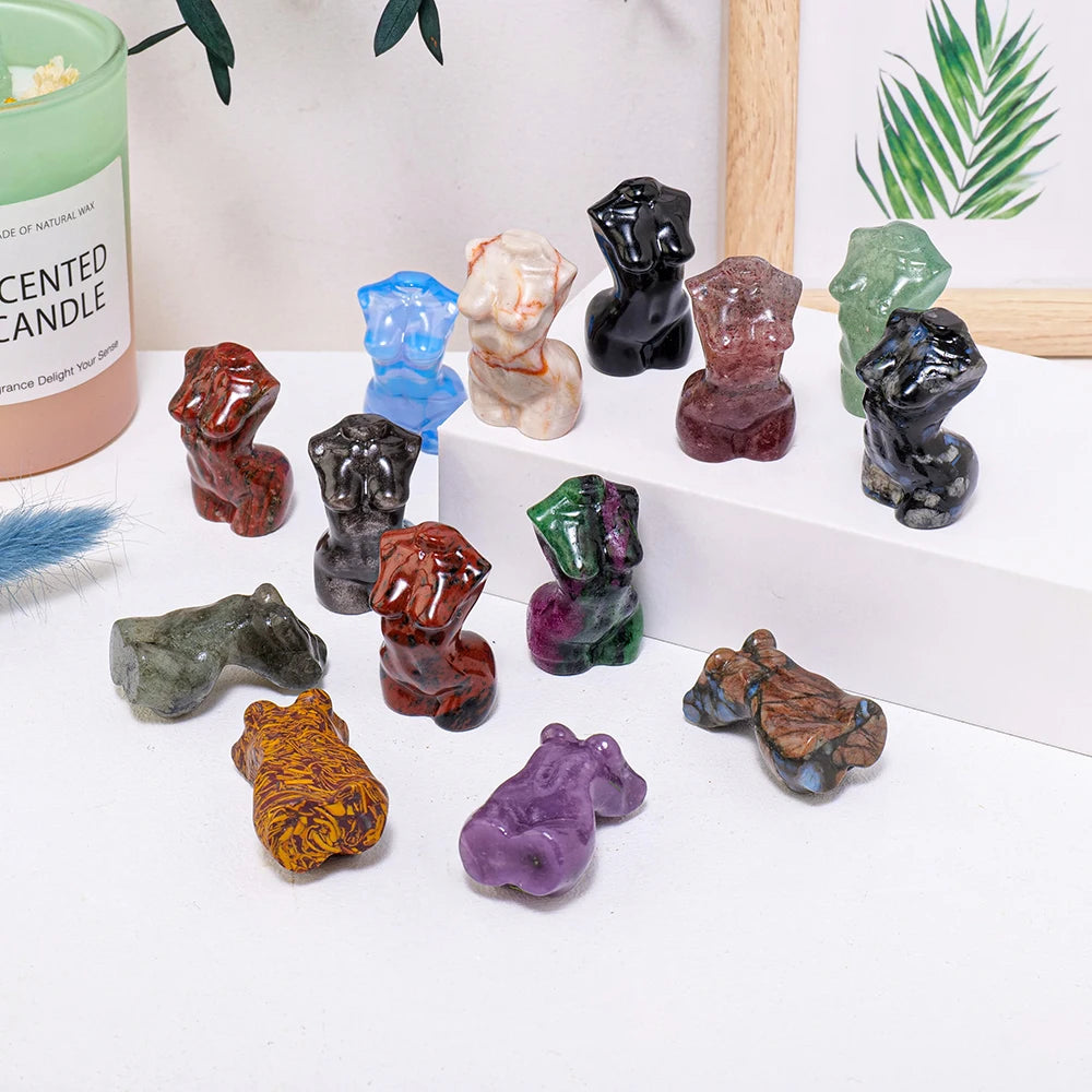 Healing gemstone female statue decor