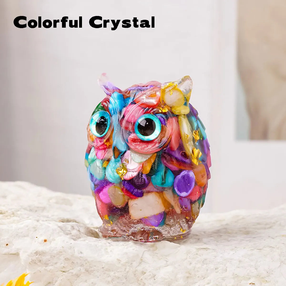 color crystal owl crystal