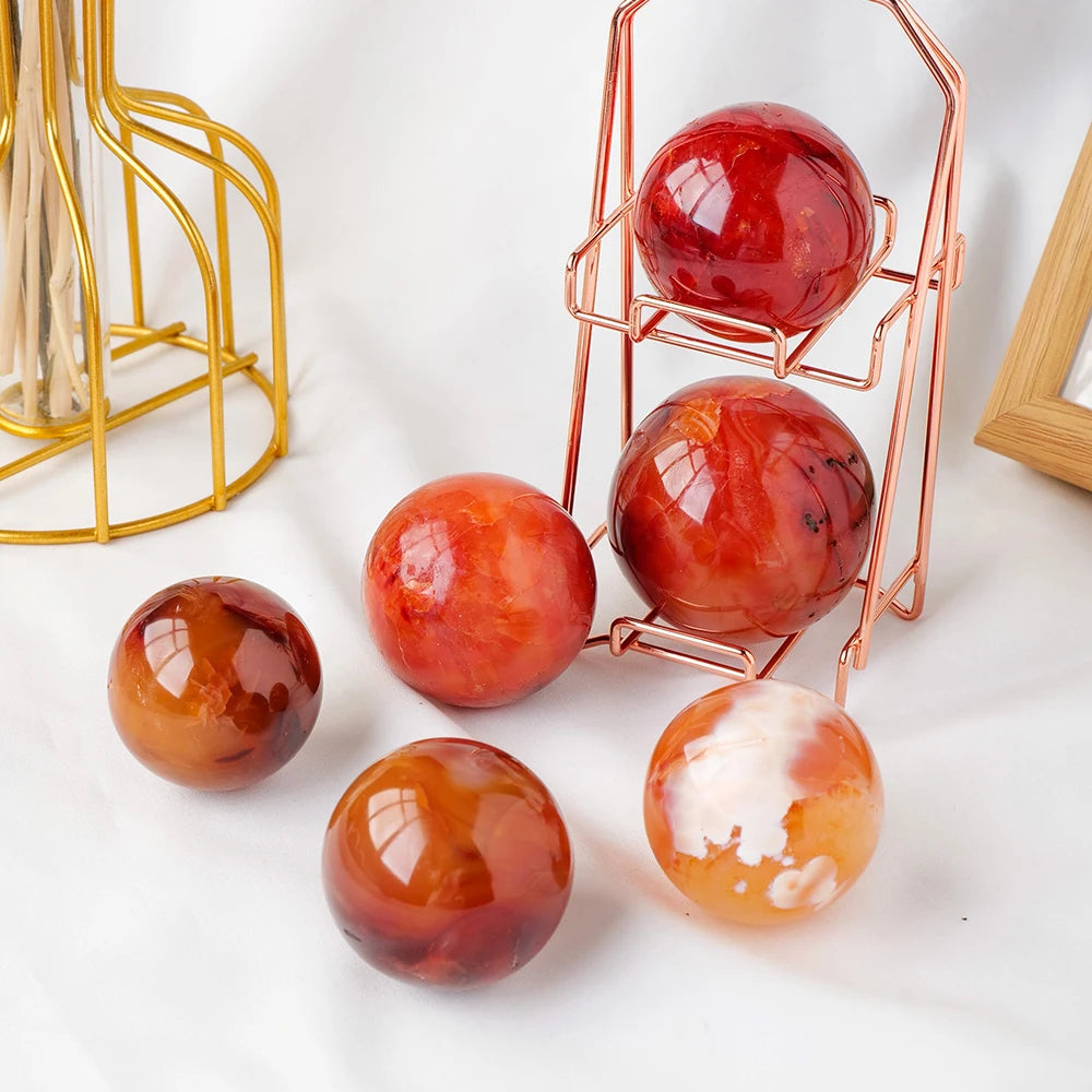 Red Agate Sphere for Aries Zodiac – Natural Crystal Ball with Imperial Meaning and Healing Energy