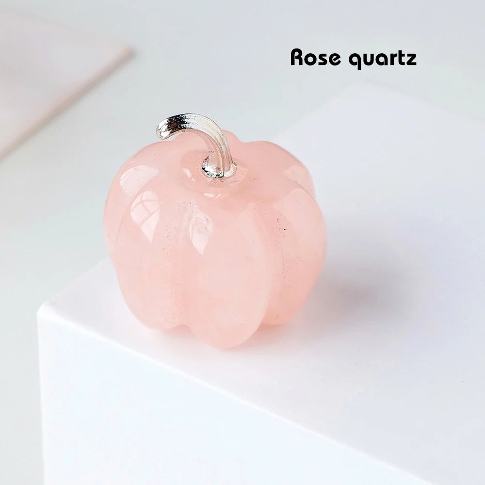 Crystal pumpkin carved from rose quartz and white agate

