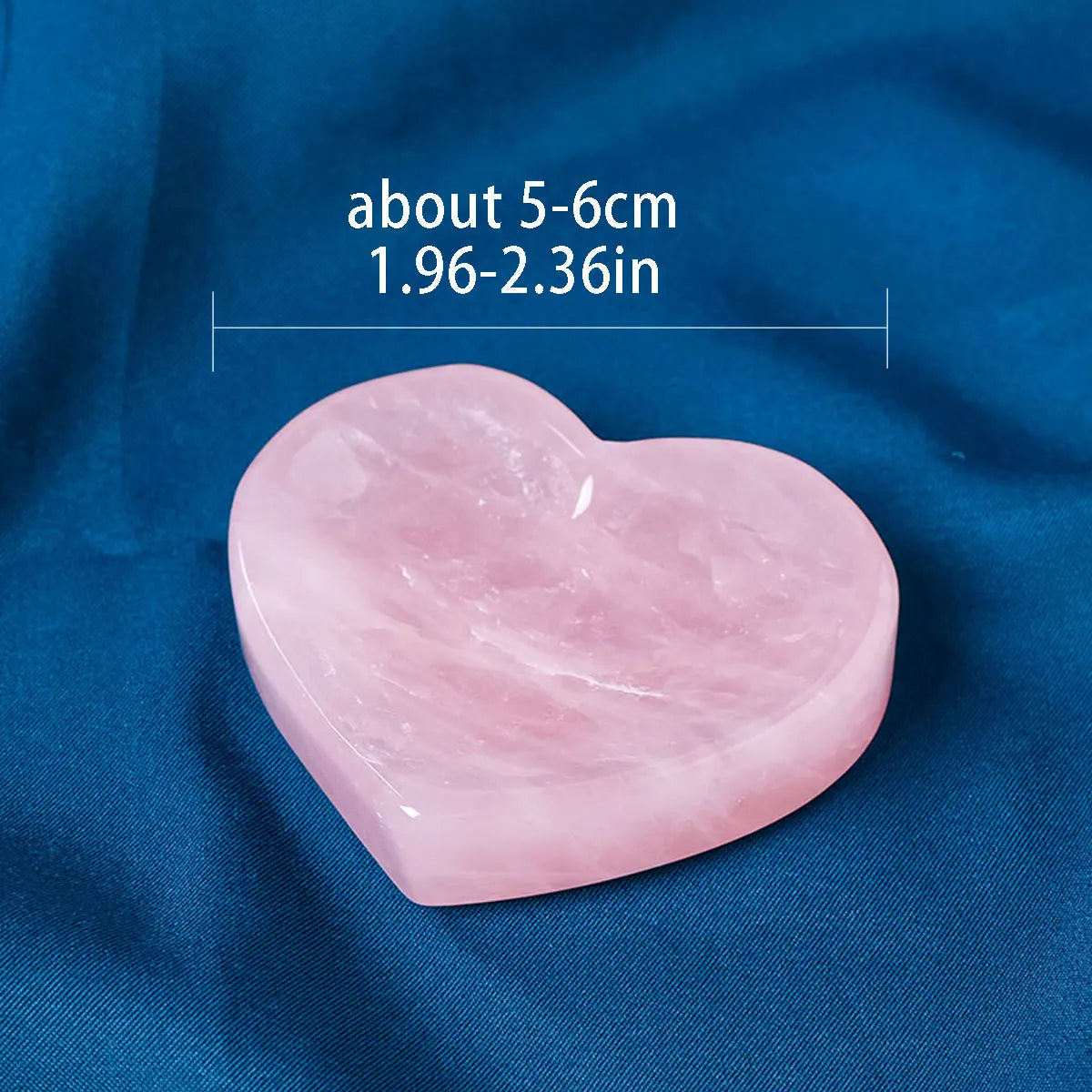 Rose quartz crystal bowl in heart shape – soft pink stone for jewelry