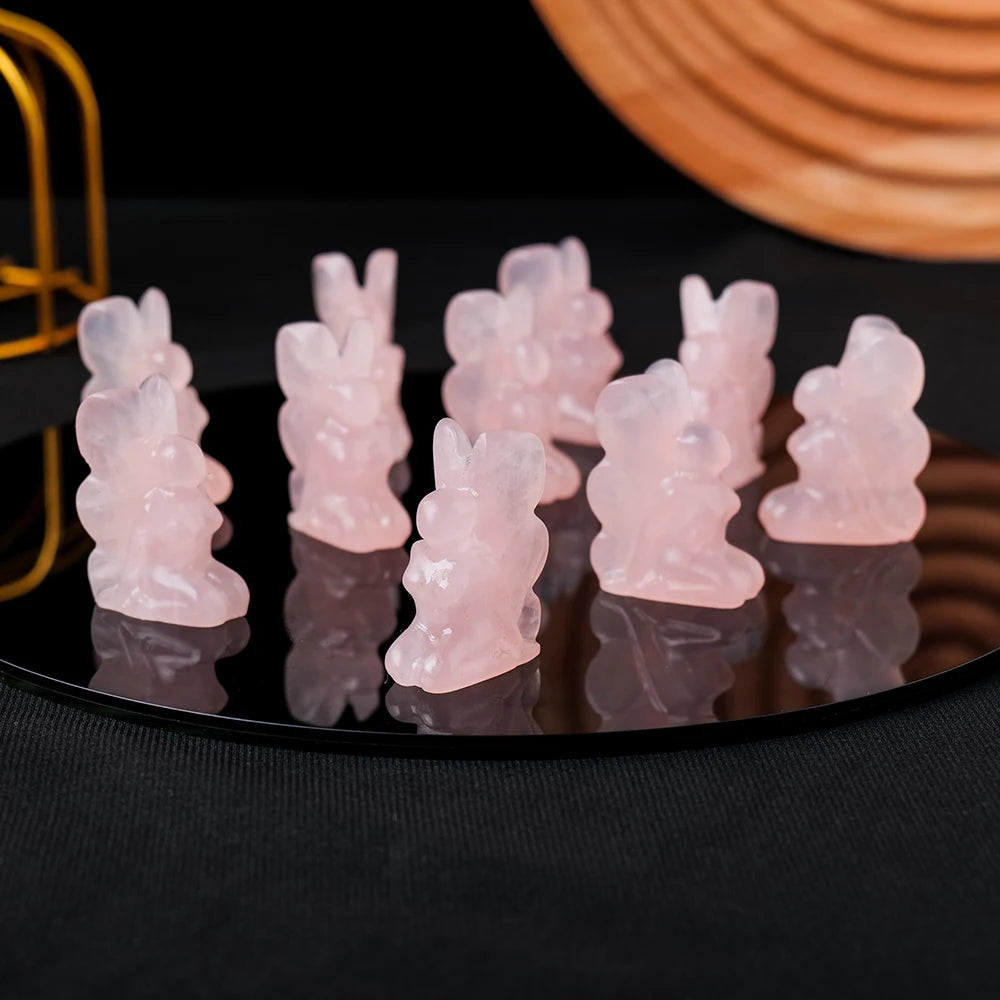 Hand-Carved Rose Quartz Angel Figurine - Spiritual Healing and Protection