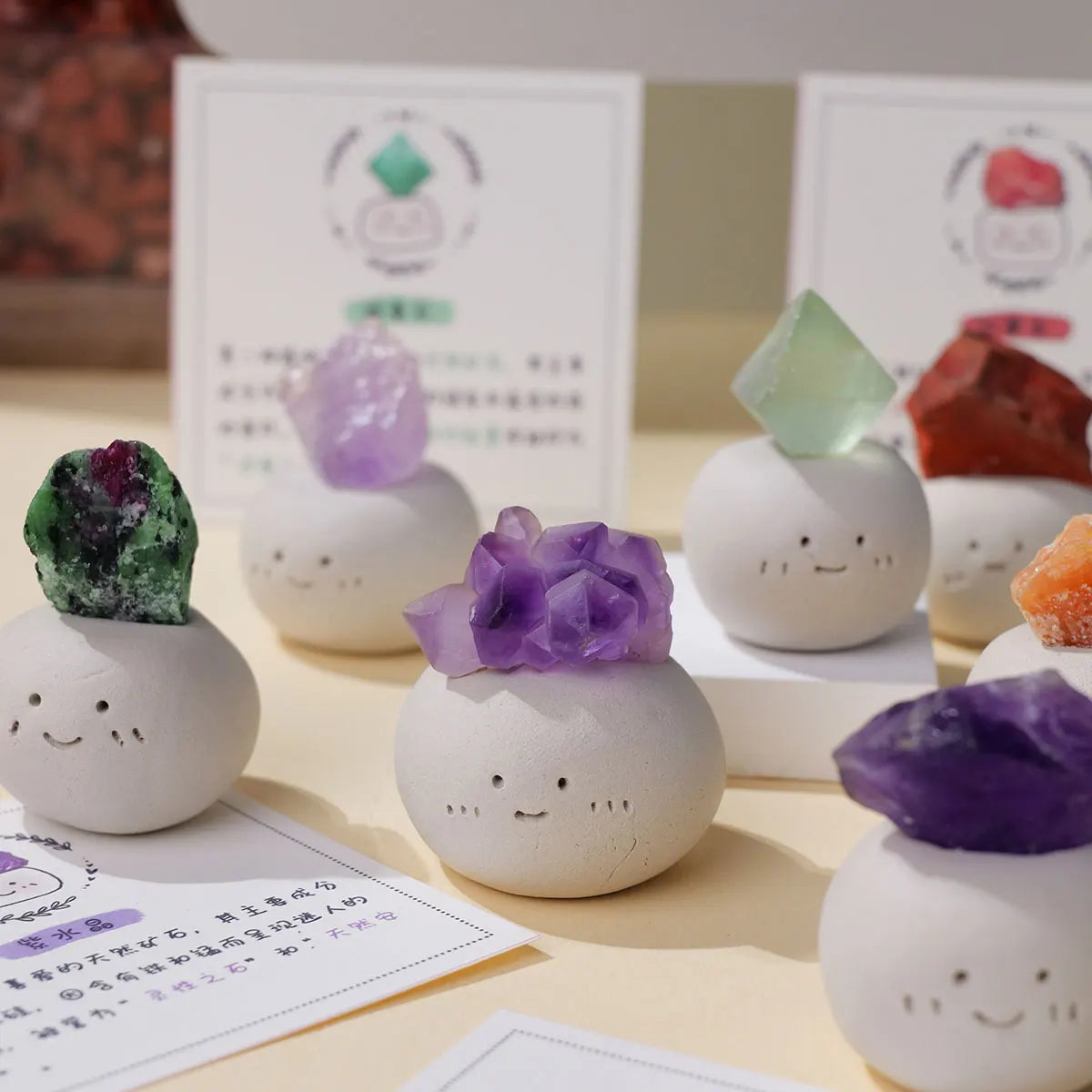 Handmade amethyst rough stone cube desk decor