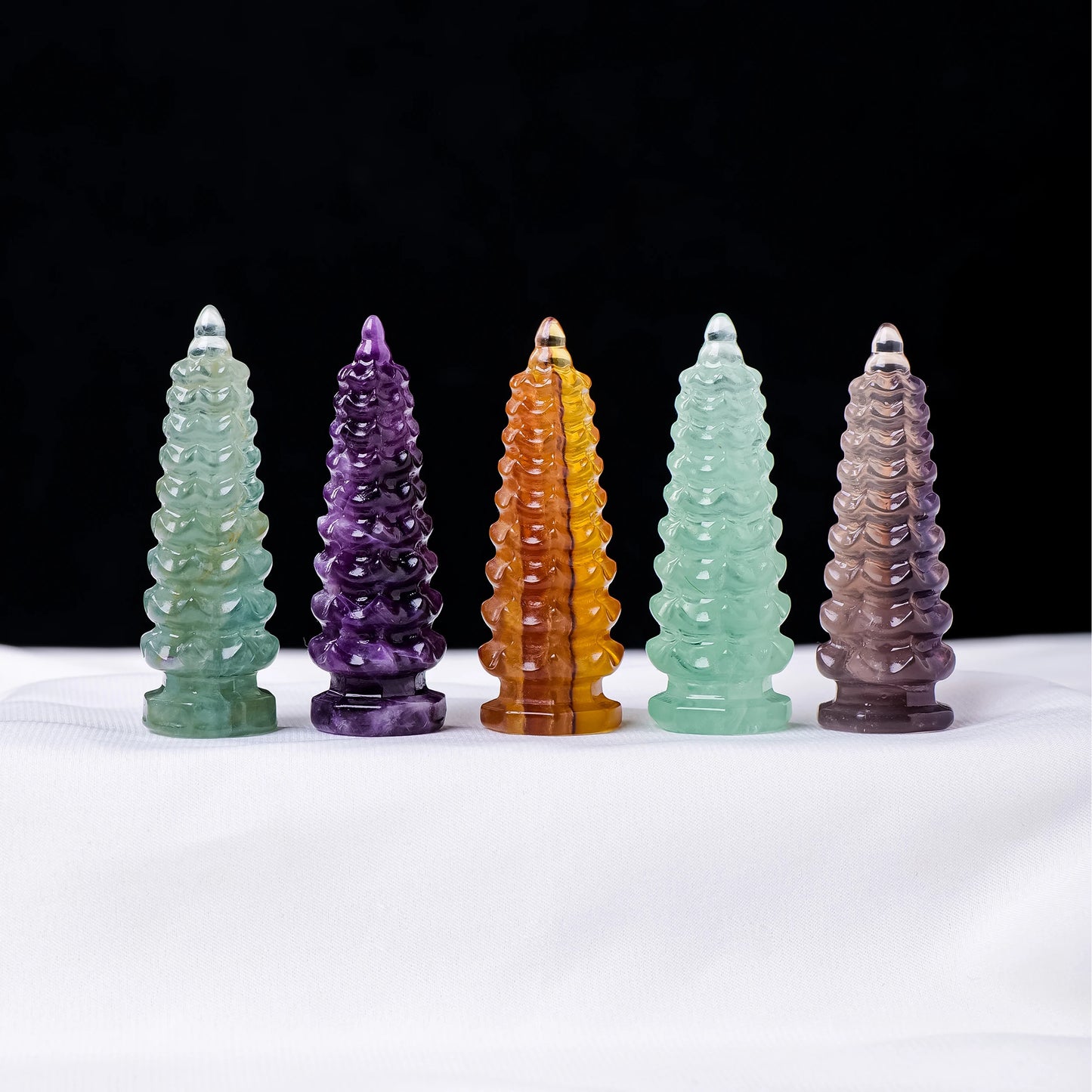 Natural crystal pagoda carving for career growth