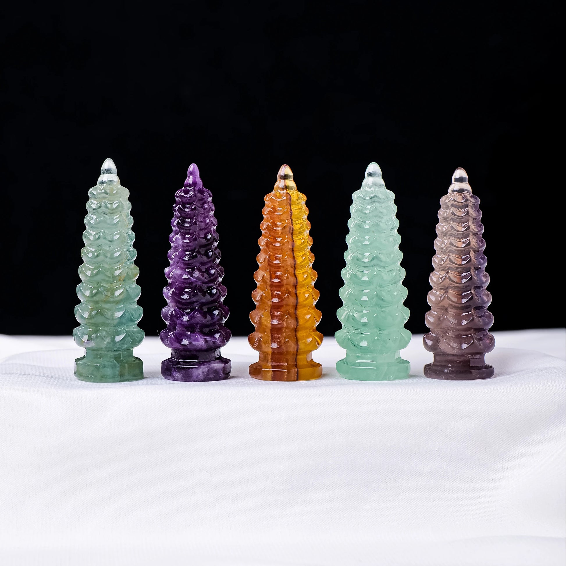 Natural crystal pagoda carving for career growth