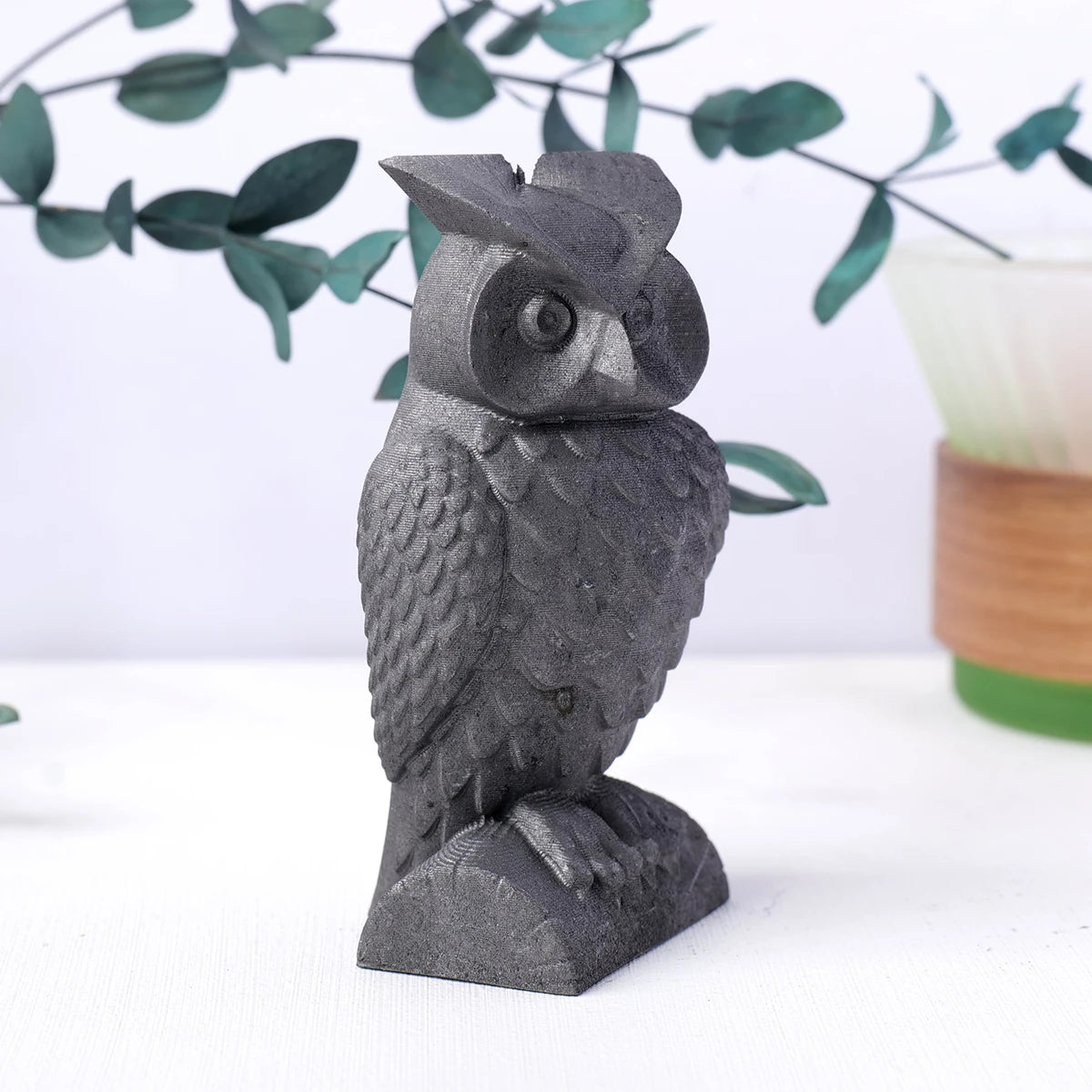 Spiritual owl decor from shungite
