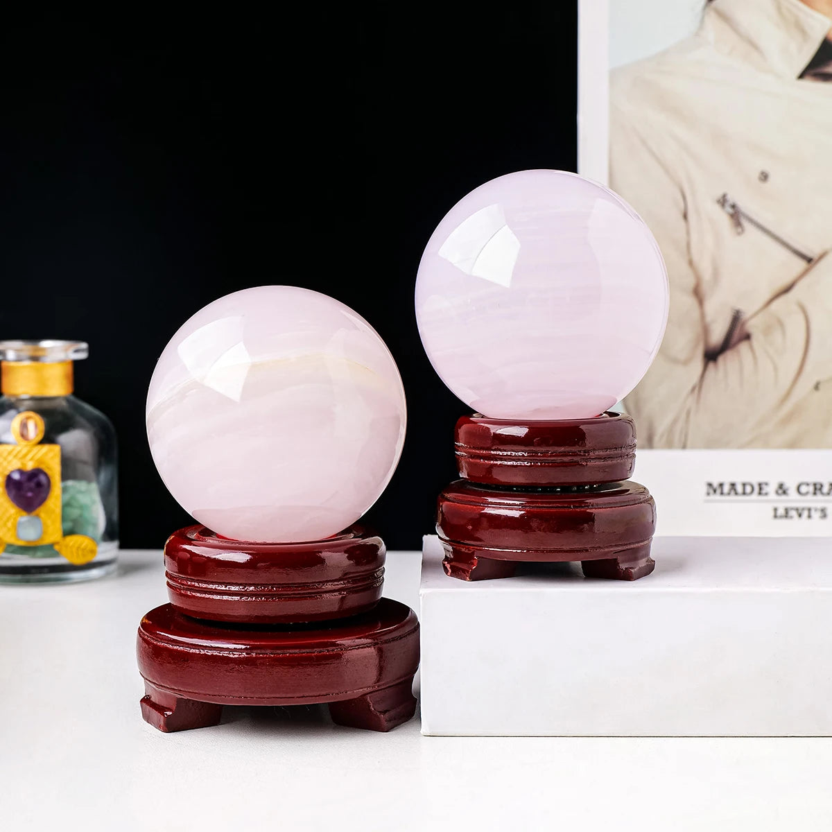 Rose Quartz Crystal Sphere – front side
