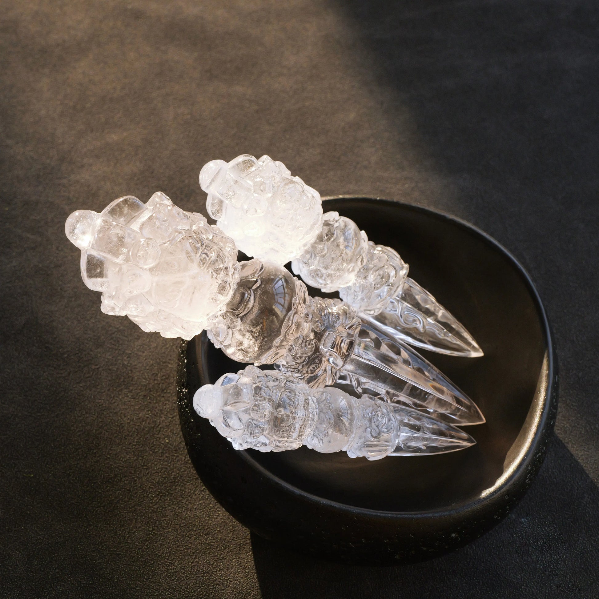 White quartz Phurba Buddhist altar accessory