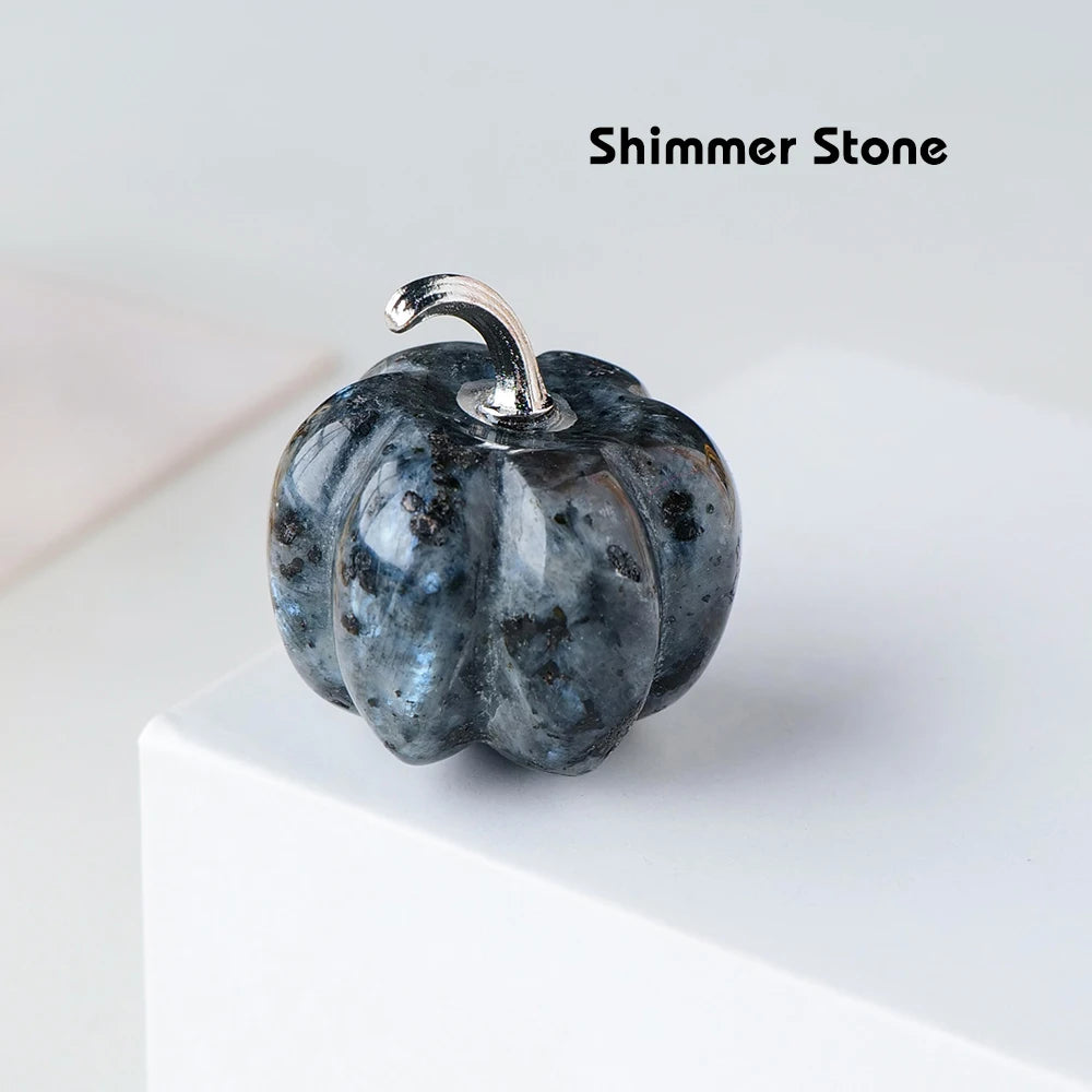 Multi-gemstone crystal pumpkin figure